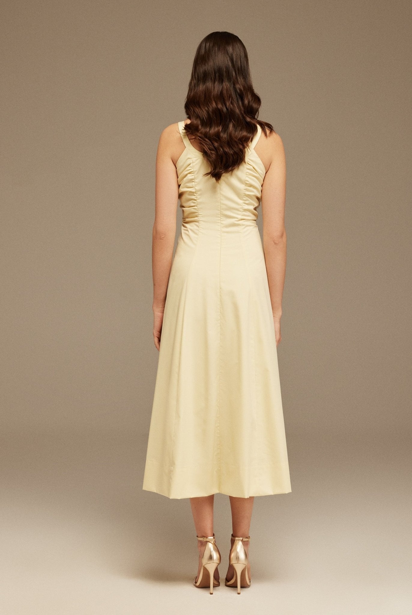 Sleeveless Poplin Midi Dress With Chest Details - shopaleena