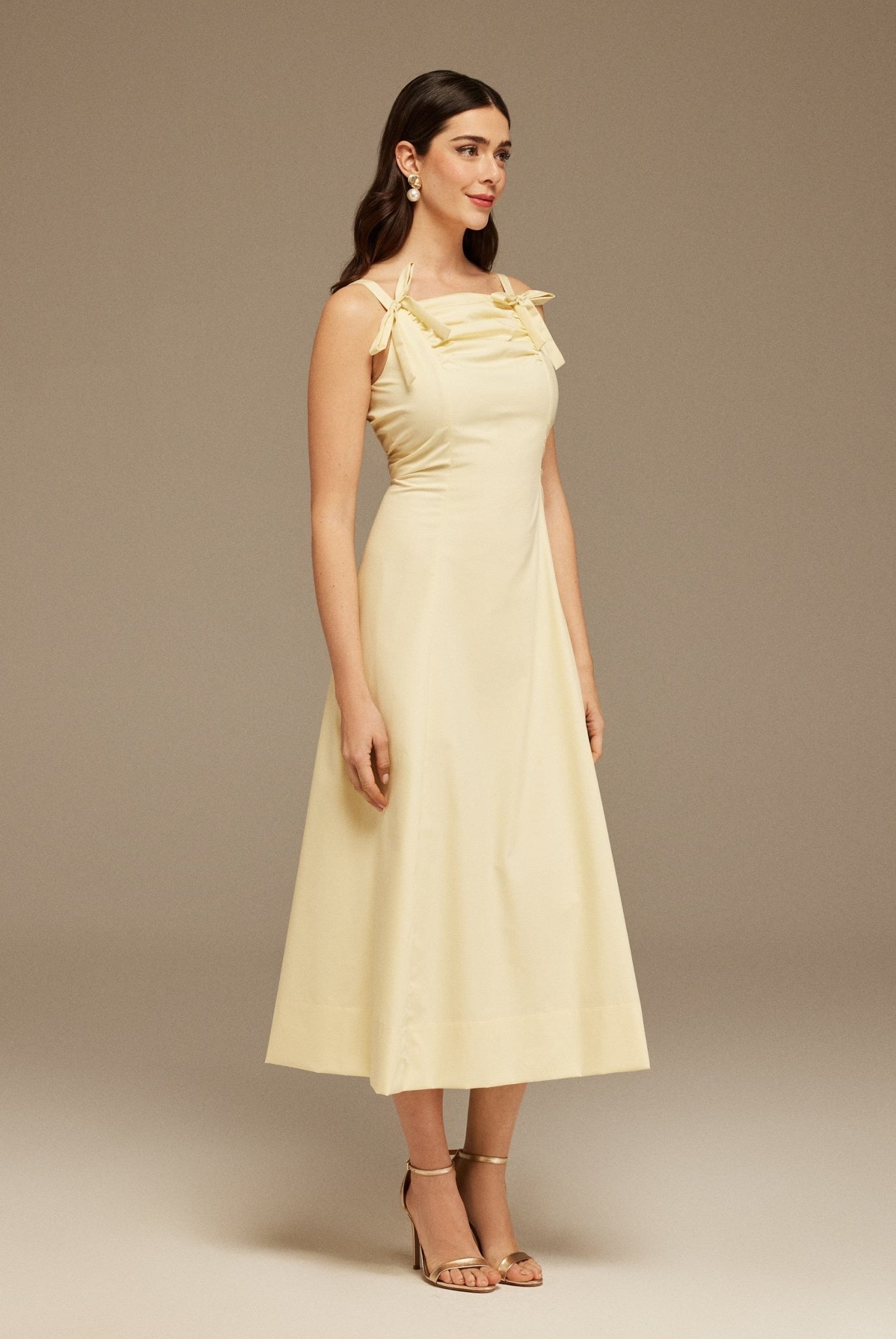 Sleeveless Poplin Midi Dress With Chest Details - shopaleena