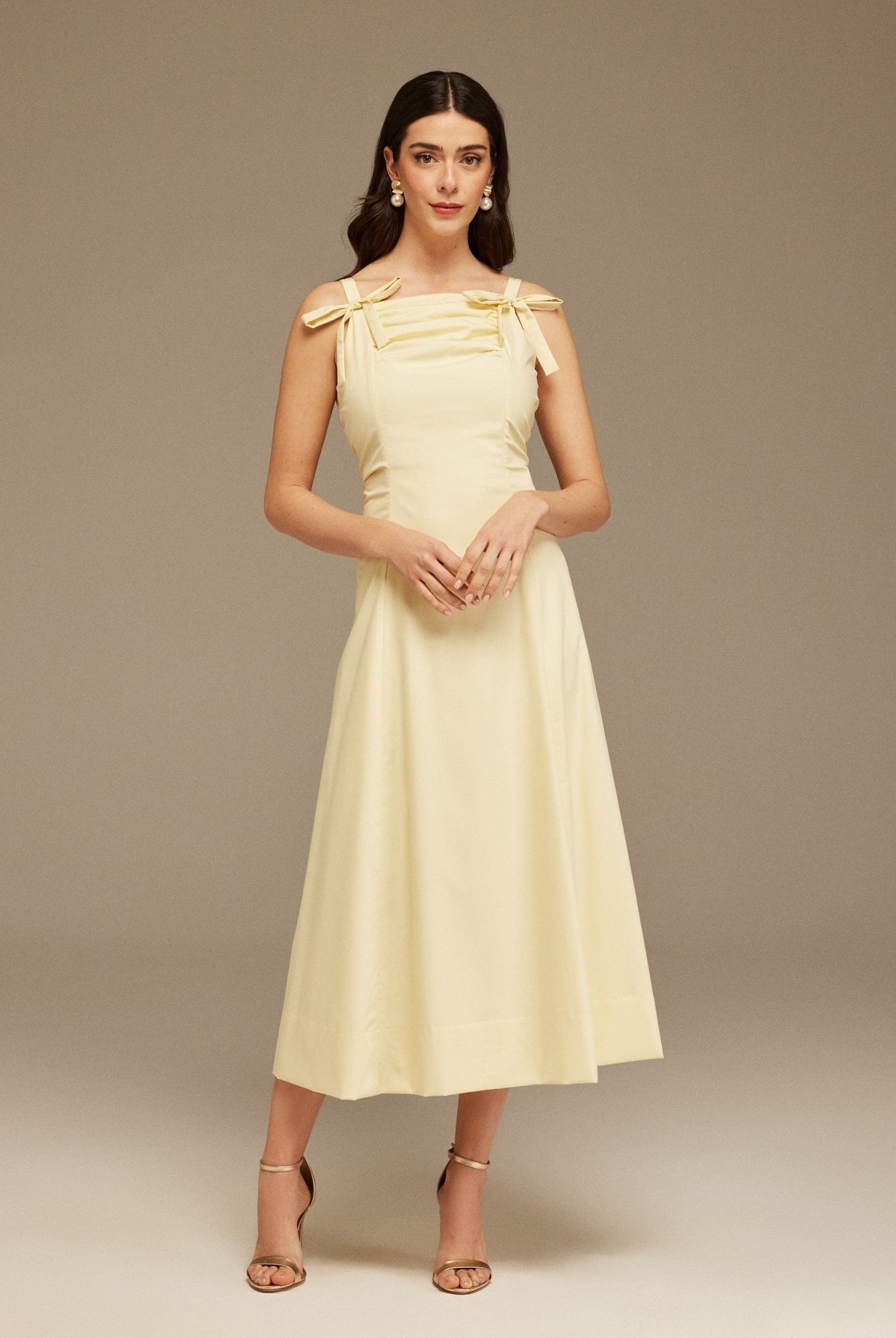 Sleeveless Poplin Midi Dress With Chest Details - shopaleena