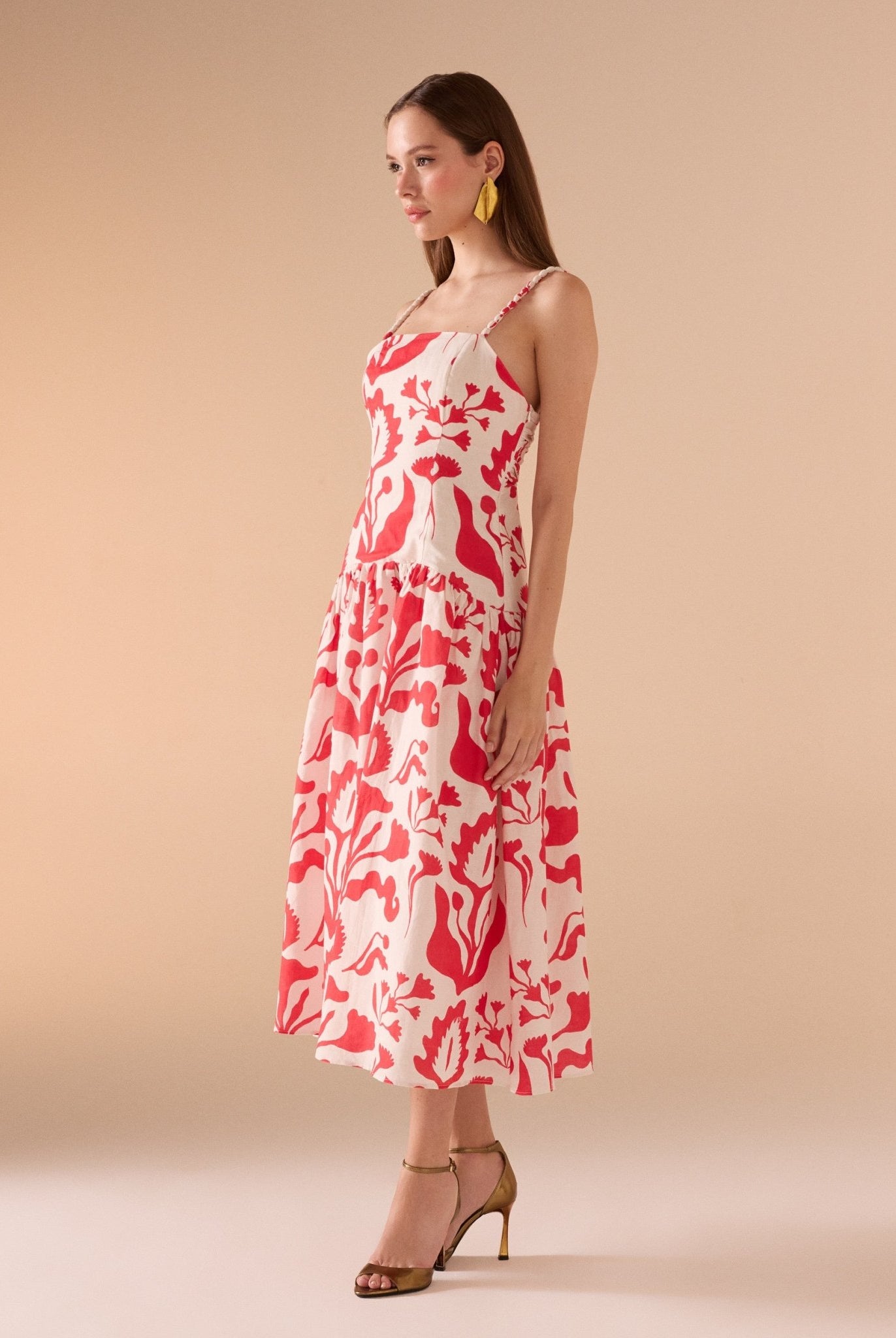 Sleeveless Printed Midi Dress - shopaleena