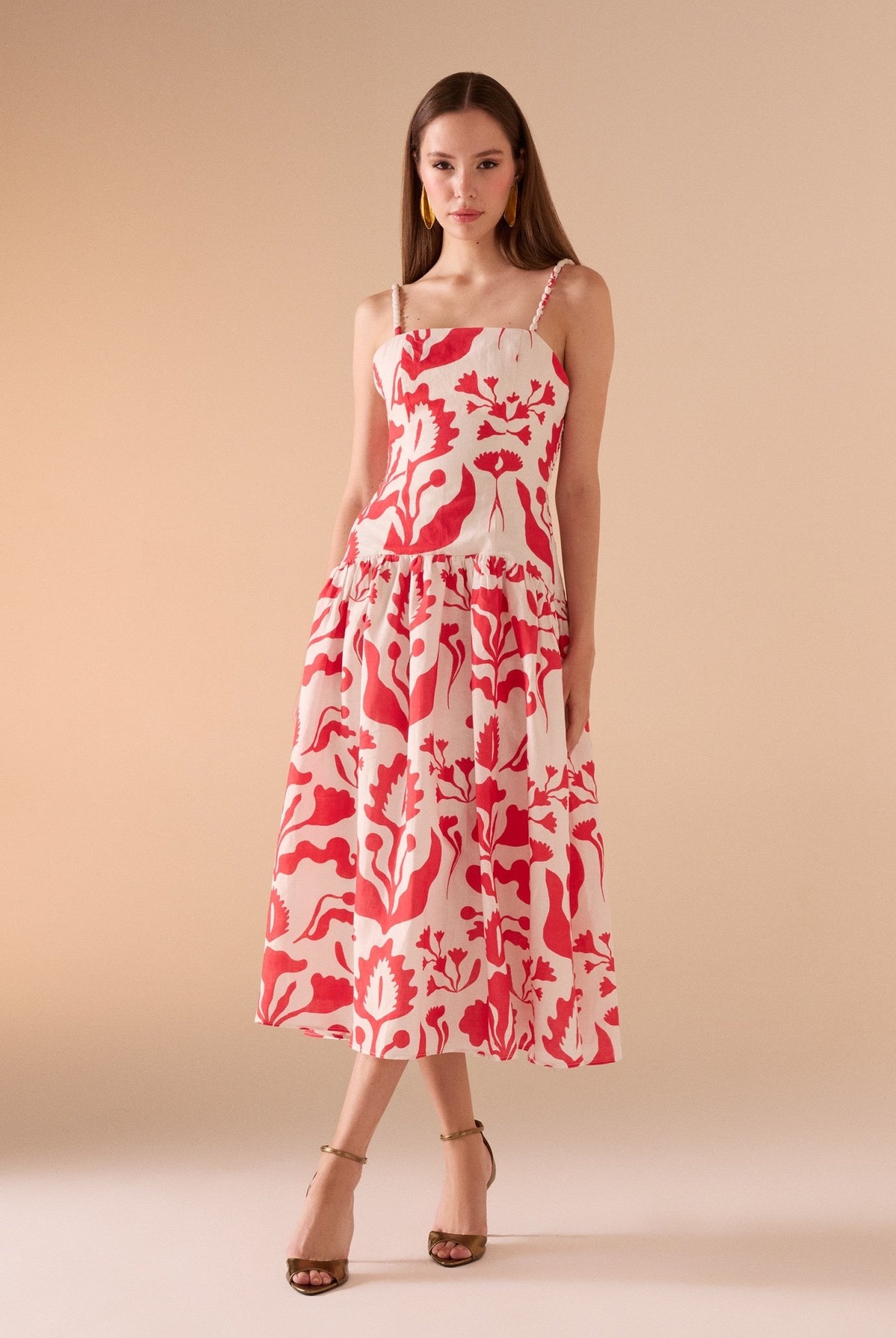 Sleeveless Printed Midi Dress - shopaleena