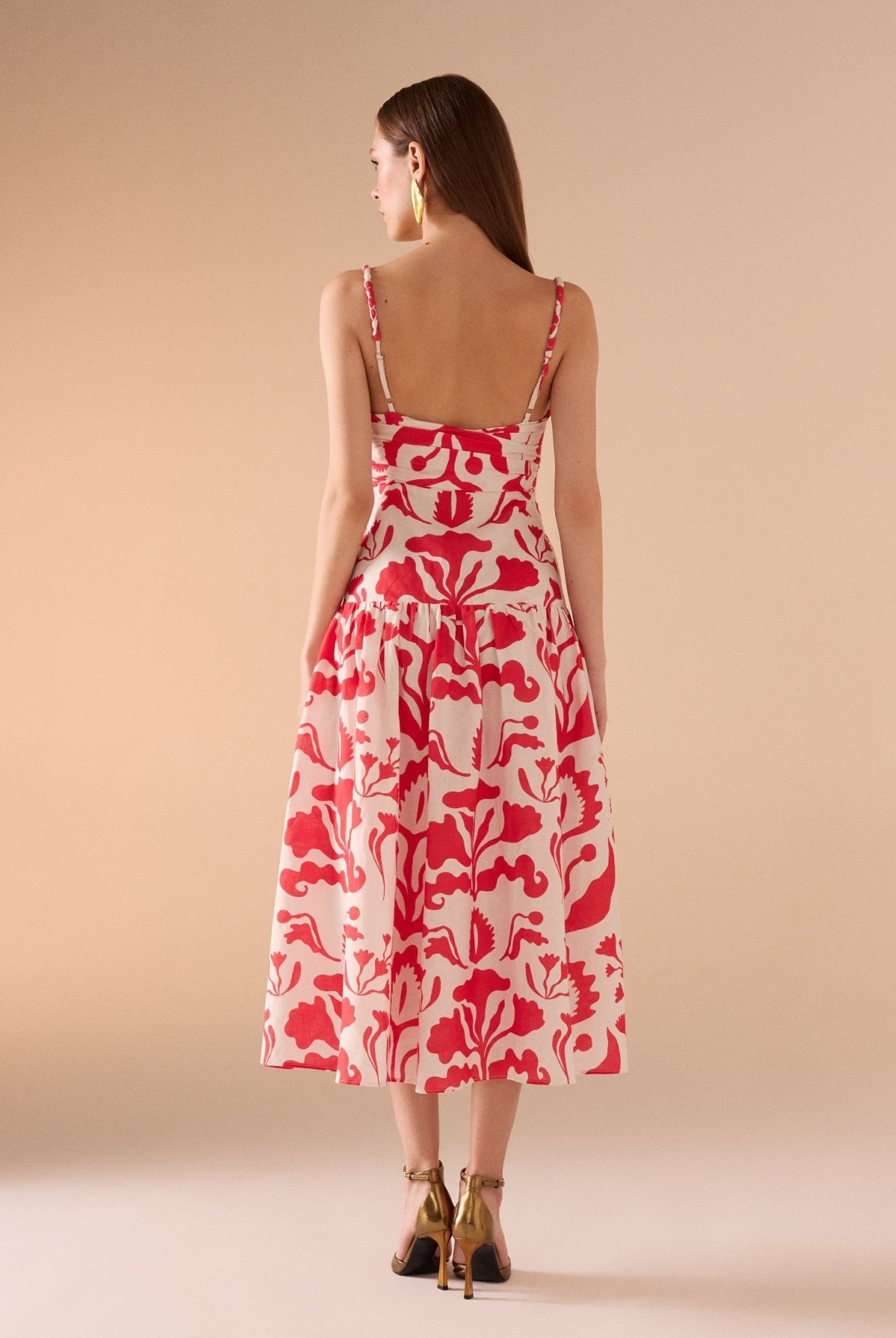 Sleeveless Printed Midi Dress - shopaleena