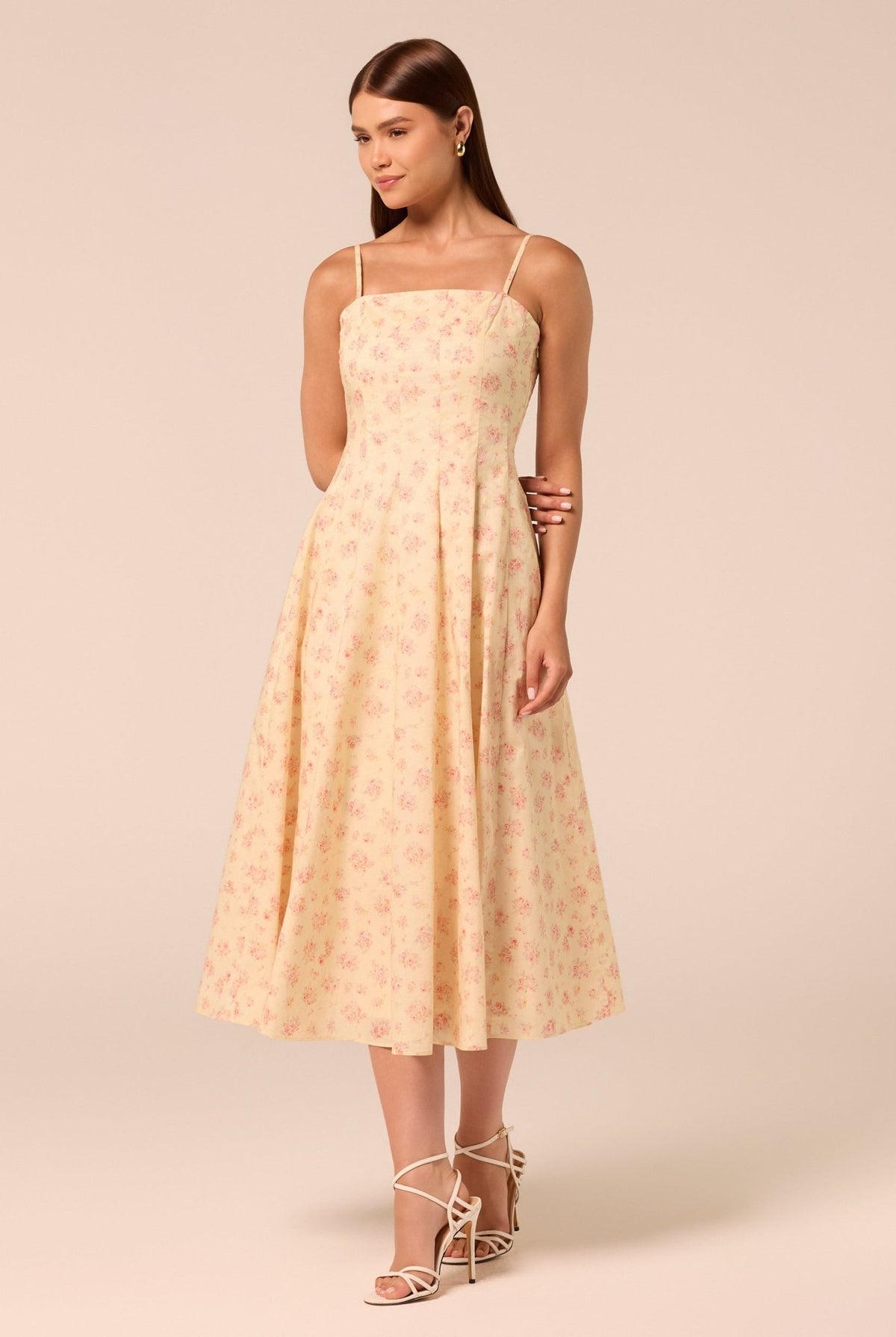 Spaghetti Strap A Line Midi Dress - shopaleena
