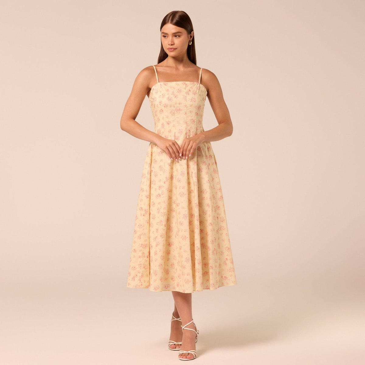 Spaghetti Strap A Line Midi Dress - shopaleena