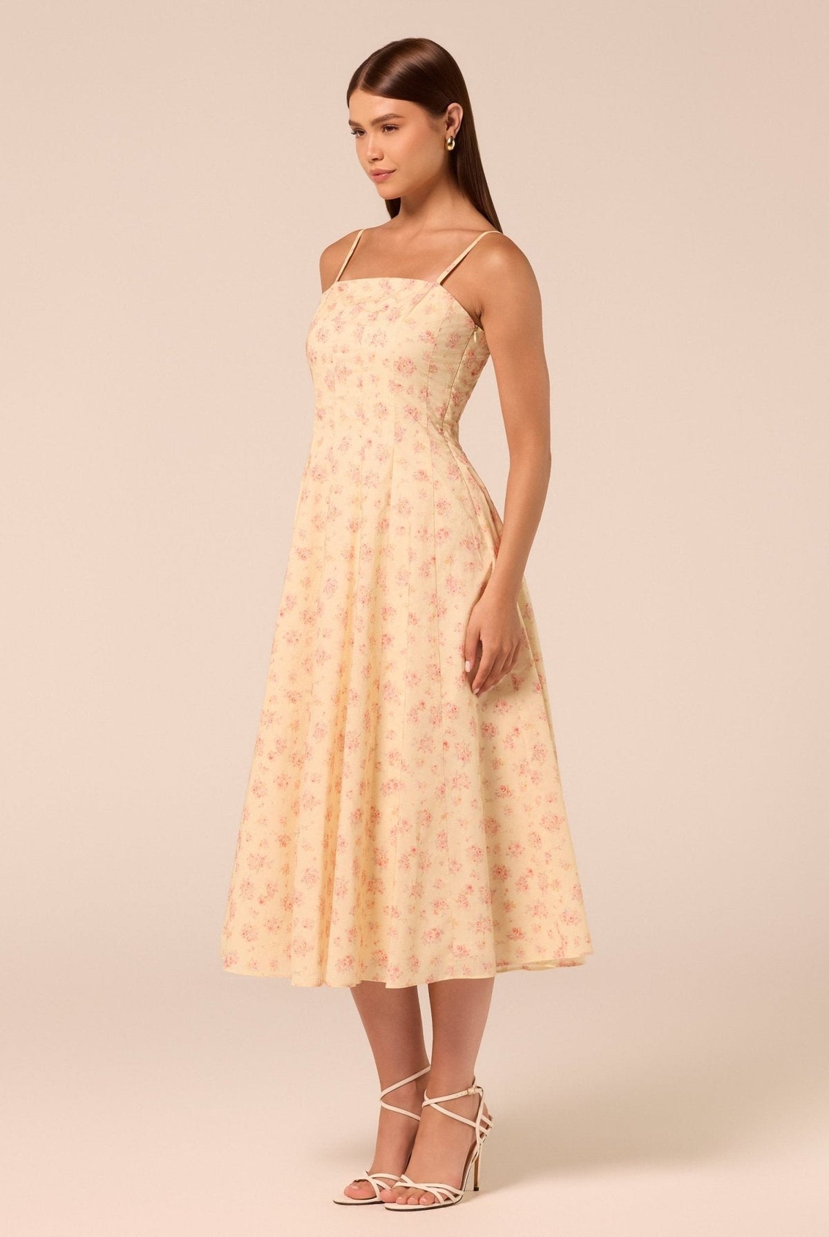 Spaghetti Strap A Line Midi Dress - shopaleena
