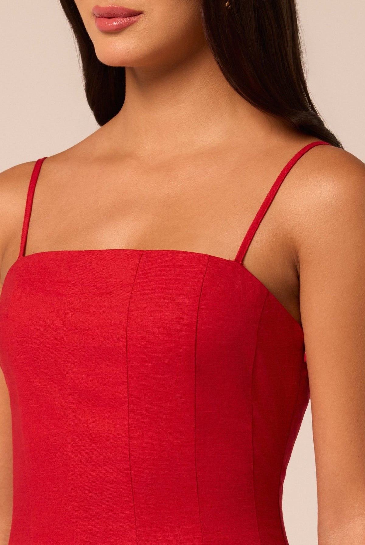 Spaghetti Strap A Line Midi Dress - shopaleena