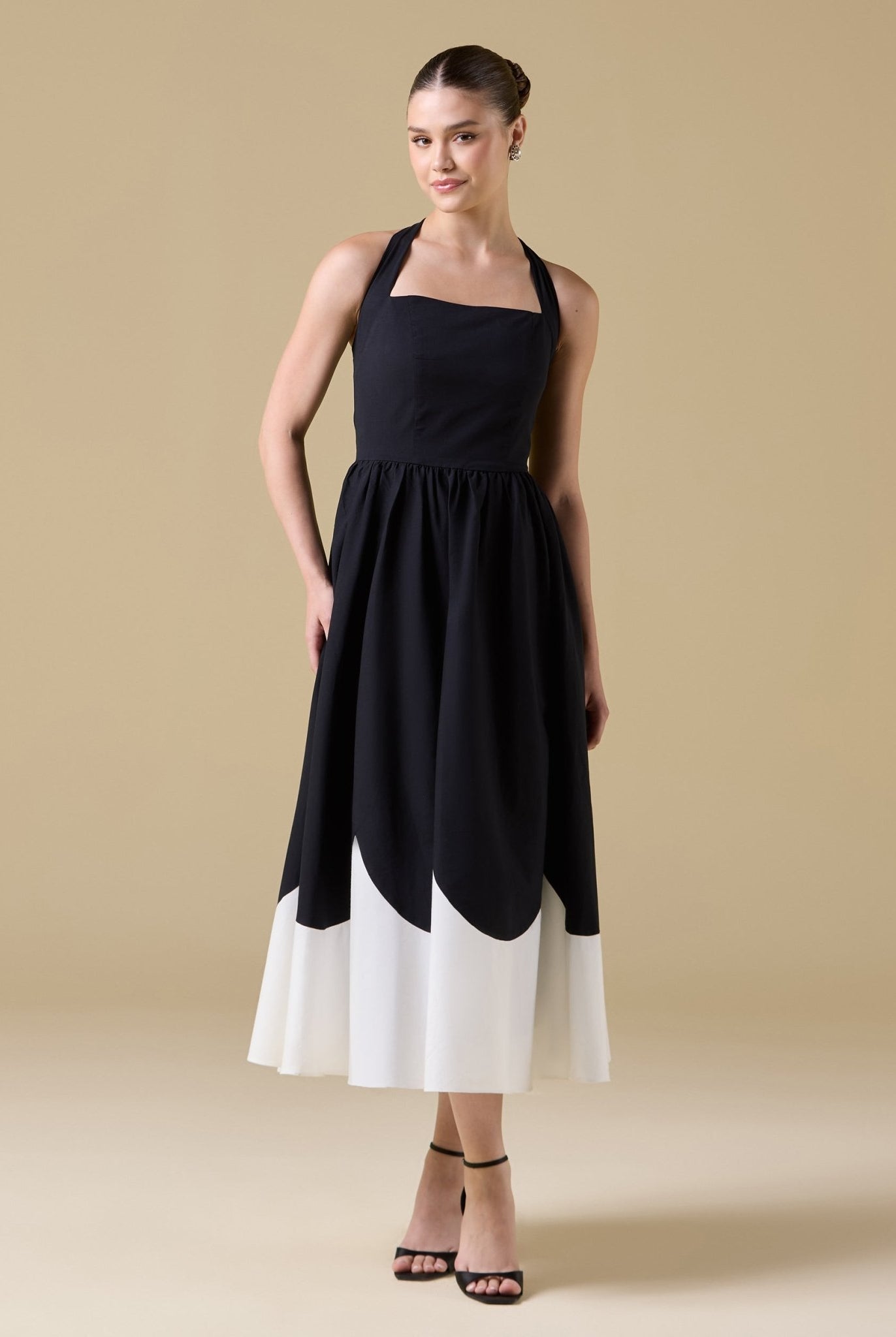 Spaghetti Strap Cotton Maxi Dress with Gathered Bodice - shopaleena