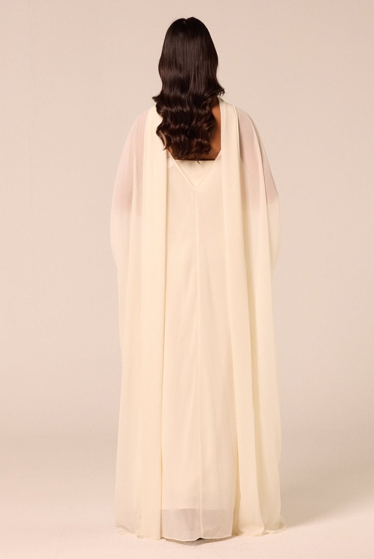 Spaghetti Strap Dress with Sheer Chiffon Cape - shopaleena