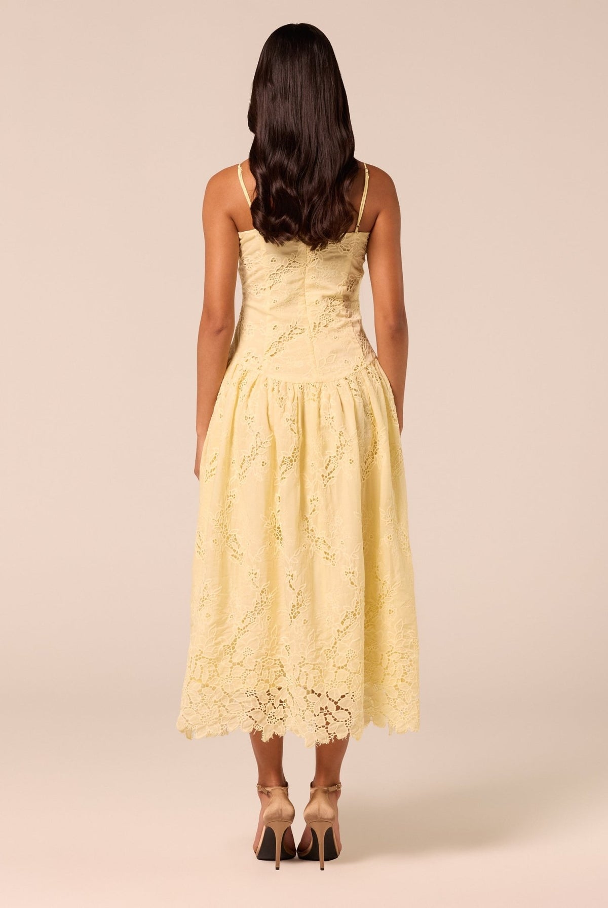 Spaghetti Strap Floral Lace Midi Dress - shopaleena