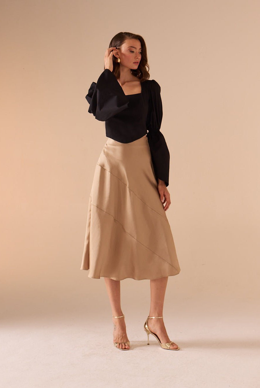 Square Neckline Gathered Ruffle Sleeve Top - shopaleena