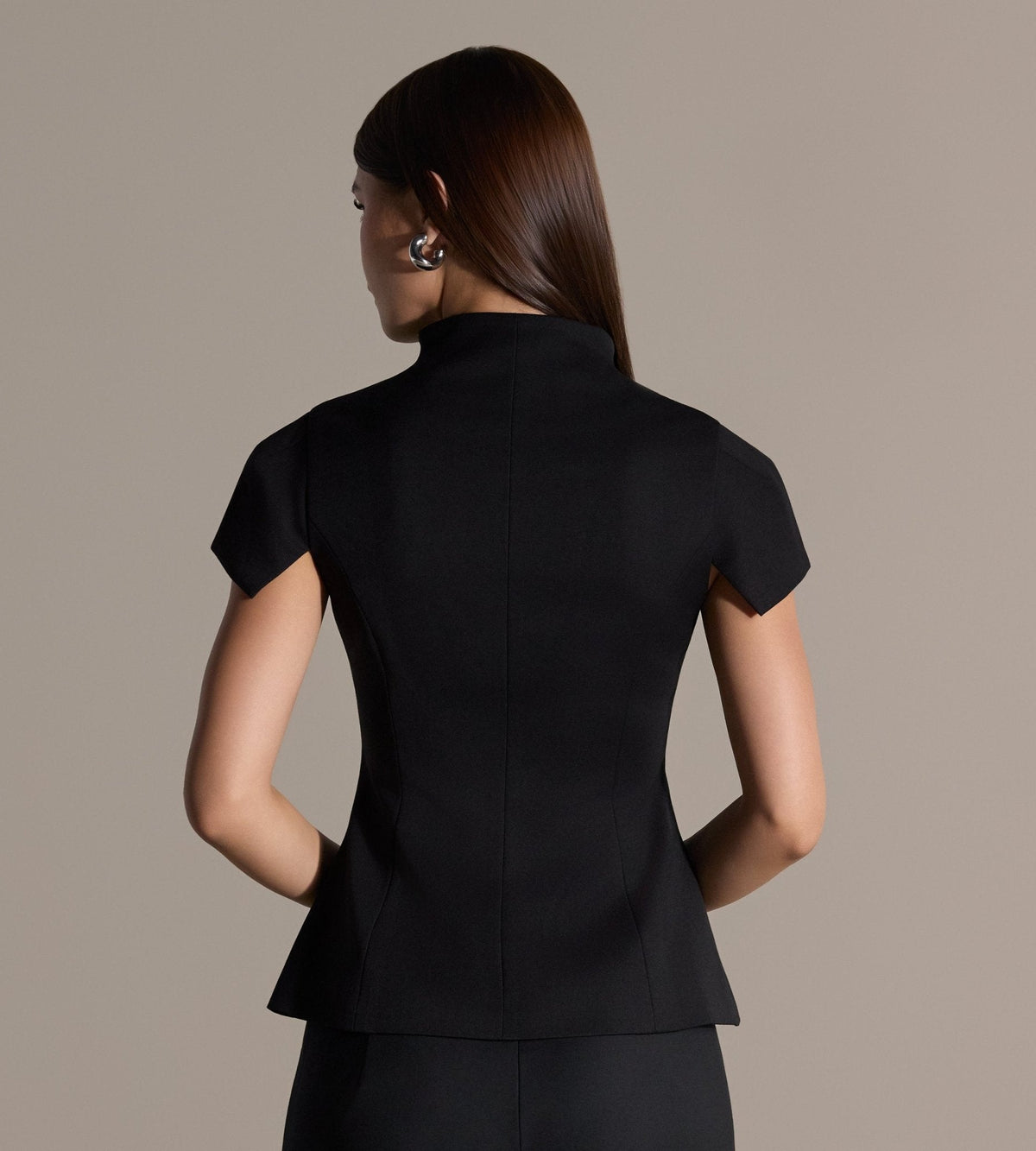 Stand Collar Peplum Blouse - shopaleena