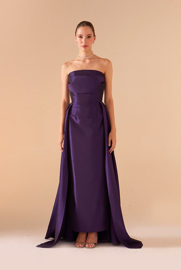 Strapless Maxi Dress in Taffeta - shopaleena
