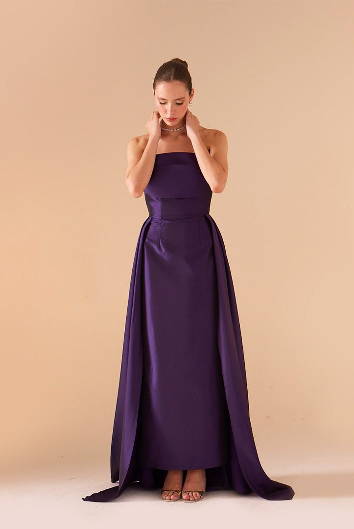 Strapless Maxi Dress in Taffeta - shopaleena