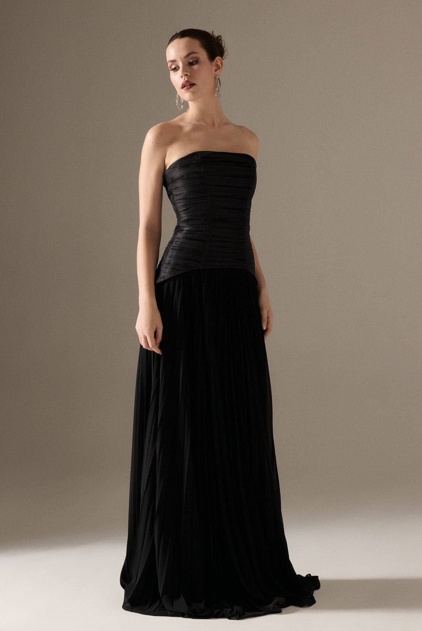 Strapless Ruched Maxi Dress - shopaleena