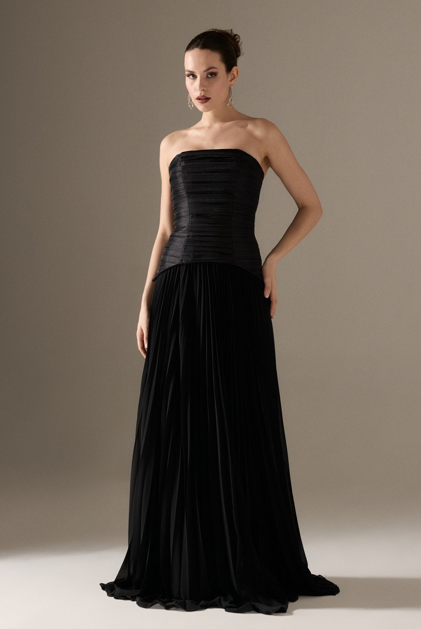 Strapless Ruched Maxi Dress - shopaleena