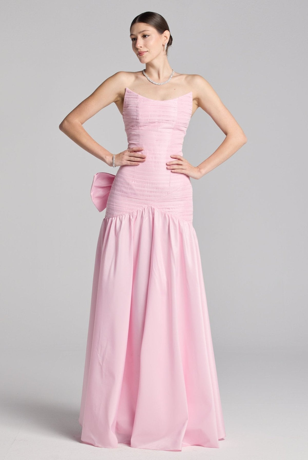Strapless Ruched Taffeta Gown - shopaleena