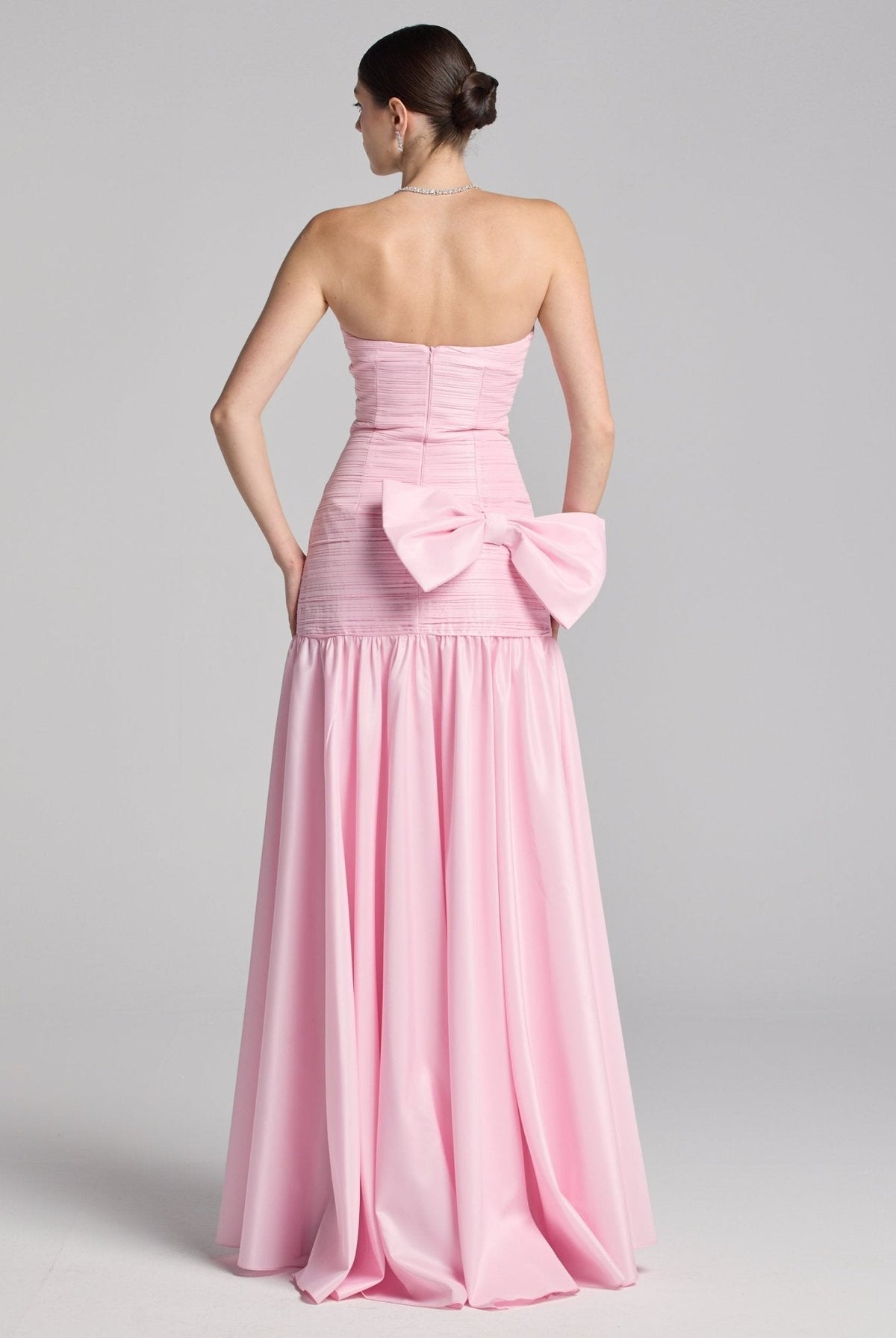 Strapless Ruched Taffeta Gown - shopaleena