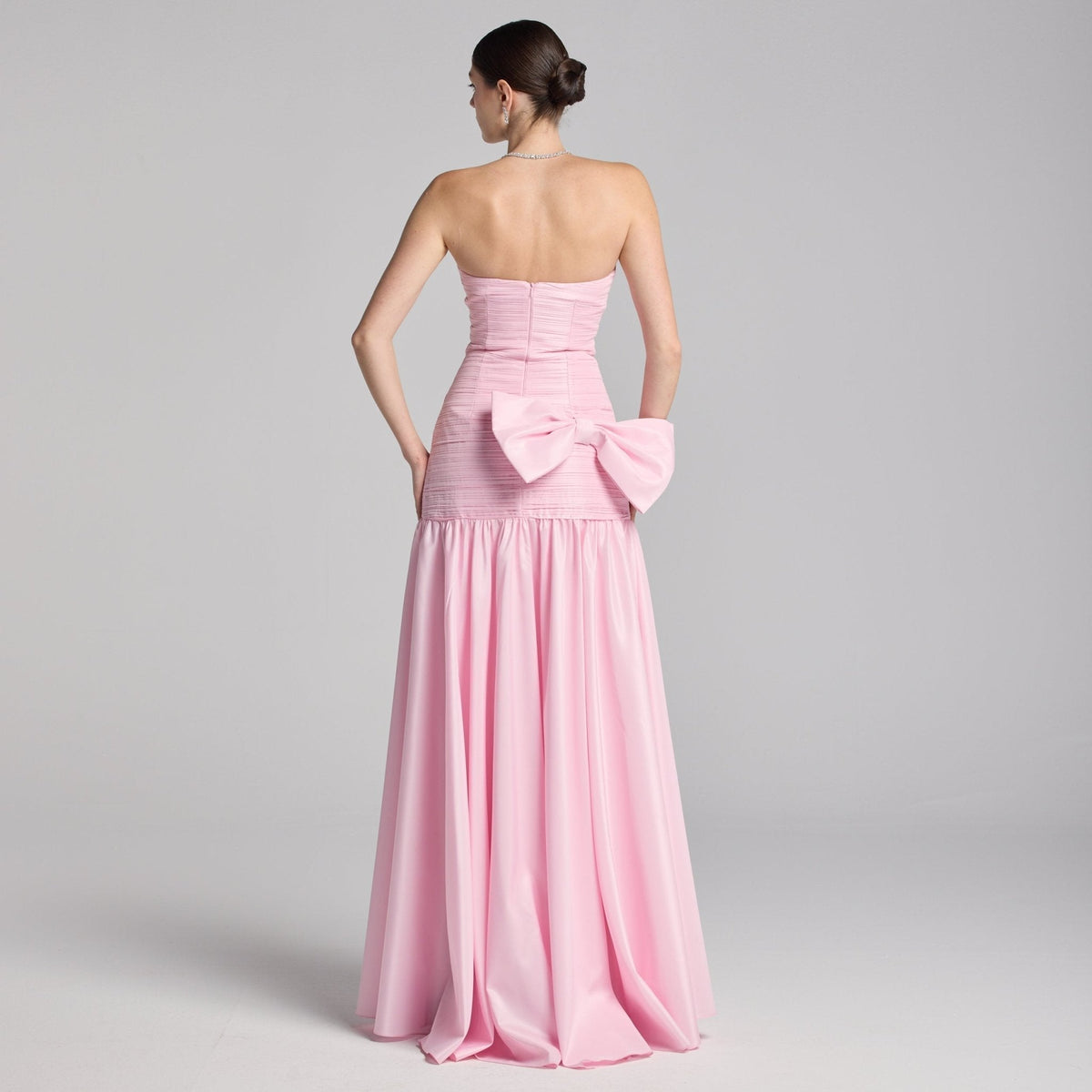 Strapless Ruched Taffeta Gown - shopaleena