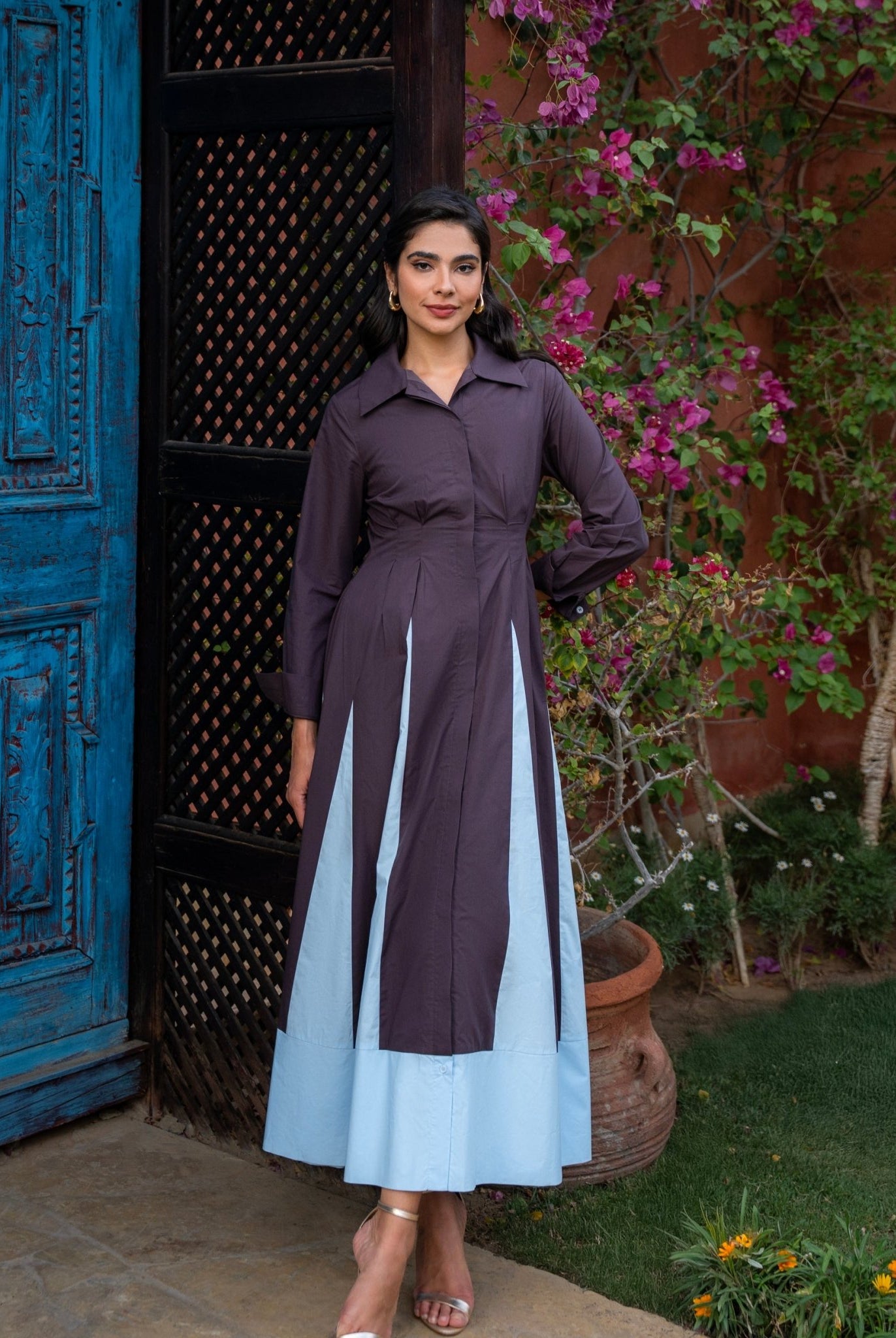 Striped Poplin Maxi Dress - shopaleena