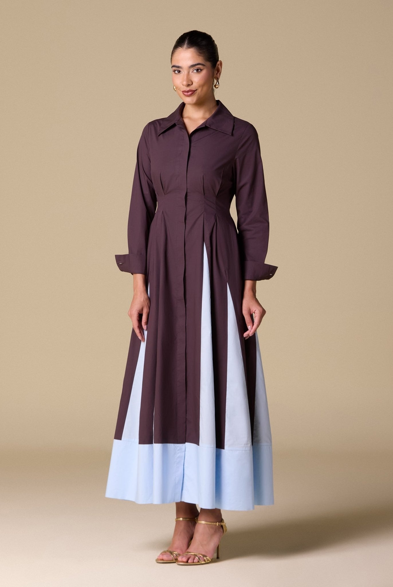 Striped Poplin Maxi Dress - shopaleena