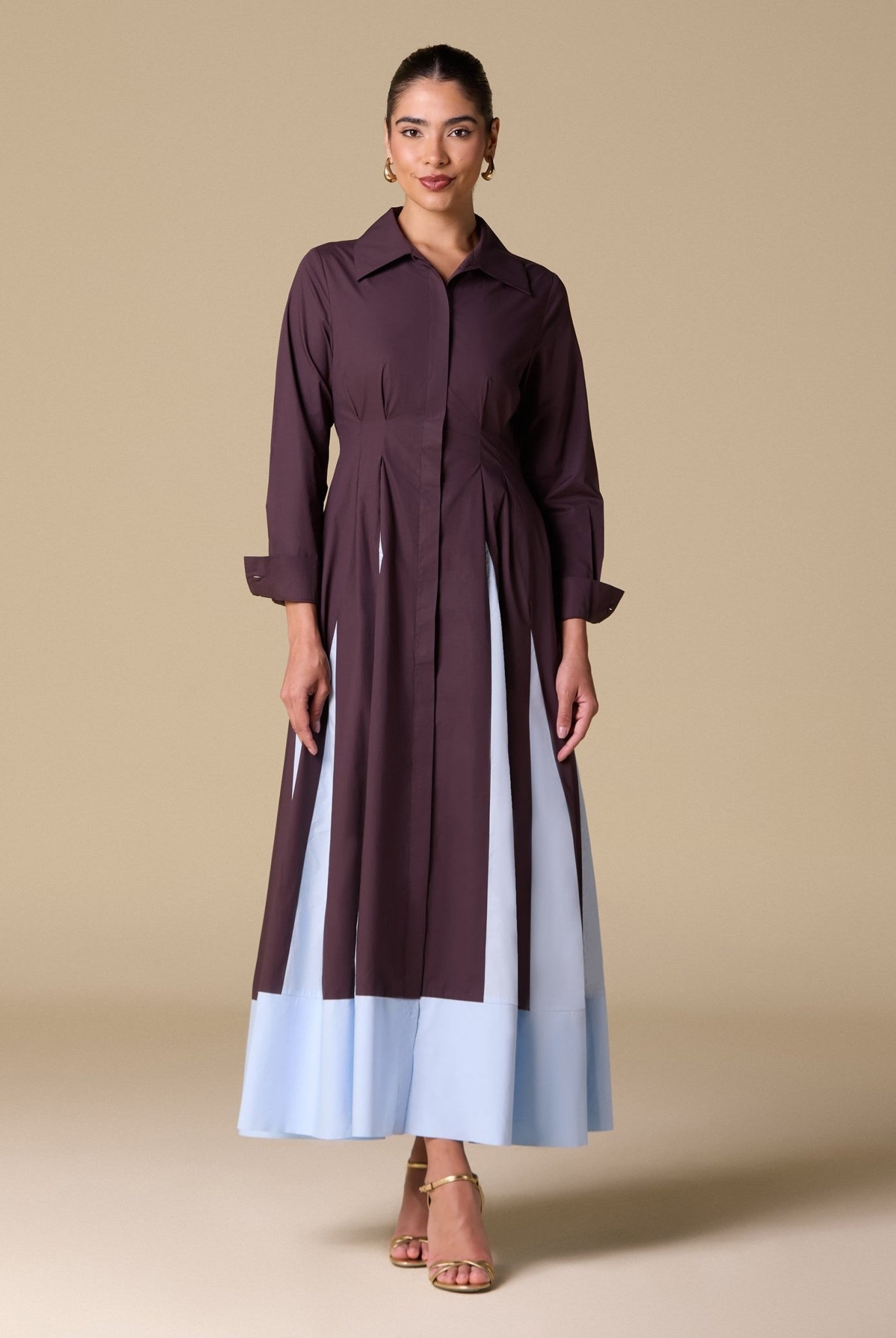 Striped Poplin Maxi Dress - shopaleena