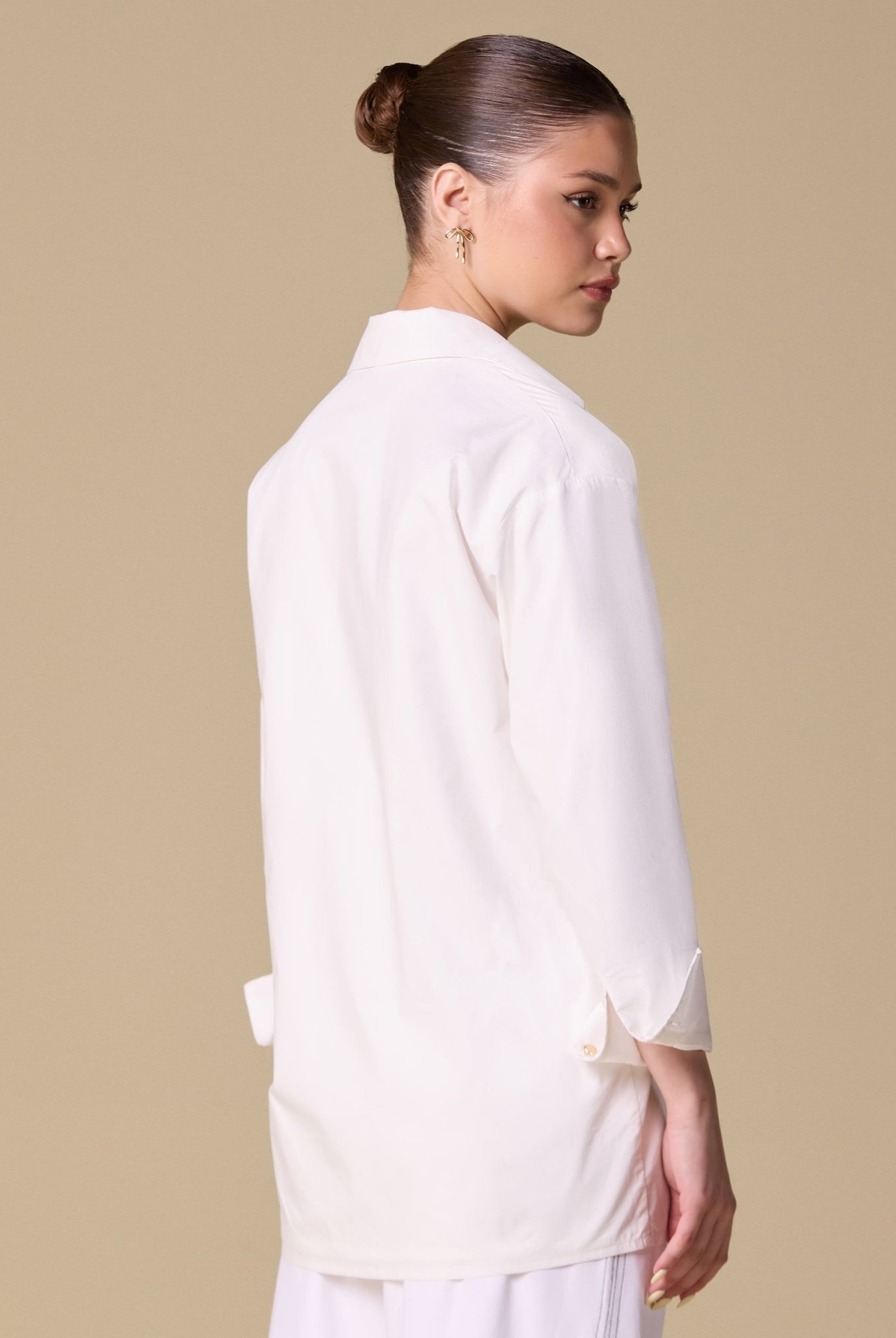 Structured Fold Collar Blouse - shopaleena