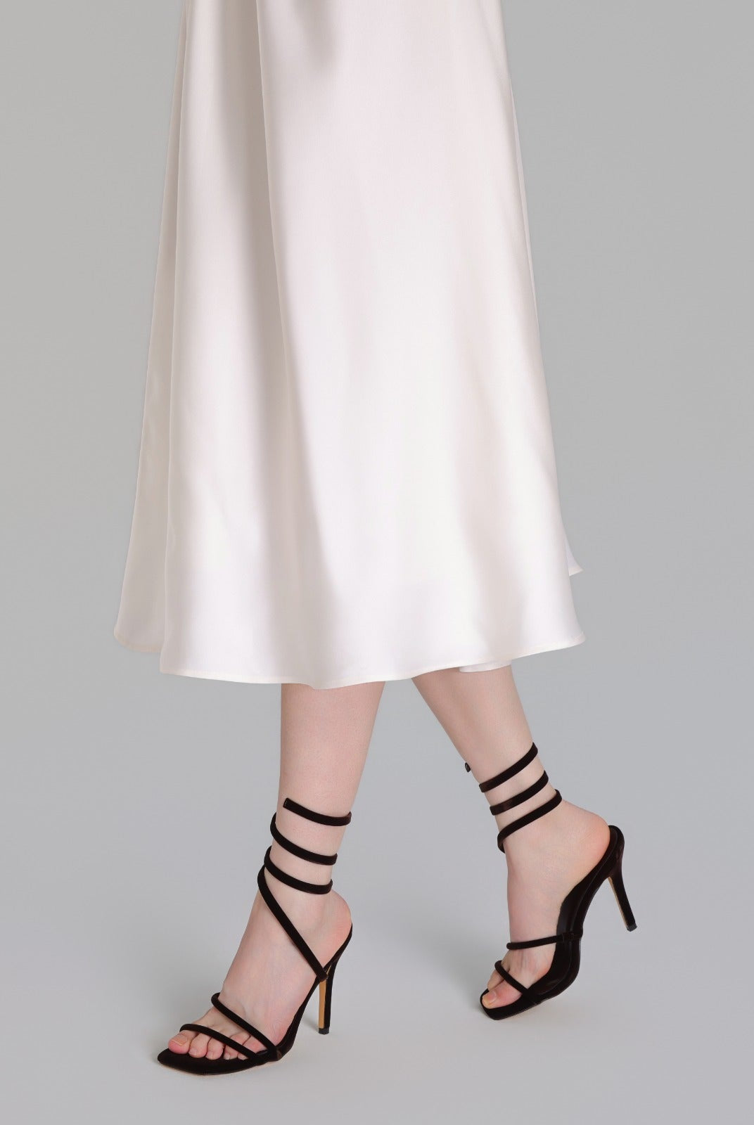 Tan Velvet Spiral Strap High Heel Sandals - shopaleena