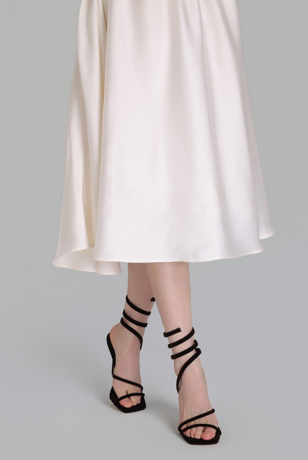 Tan Velvet Spiral Strap High Heel Sandals - shopaleena