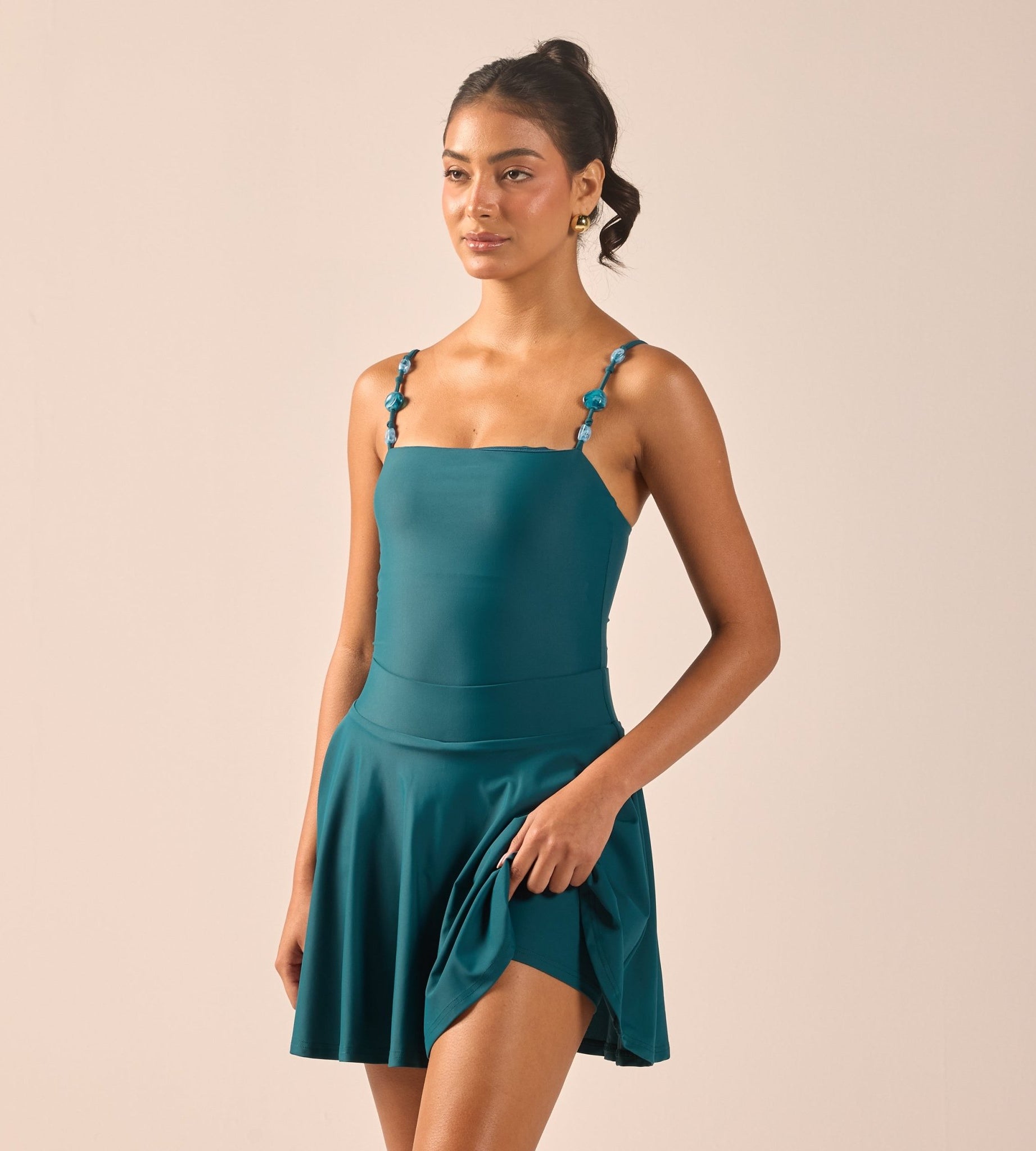 Teal A-Line Swim Skirt - shopaleena
