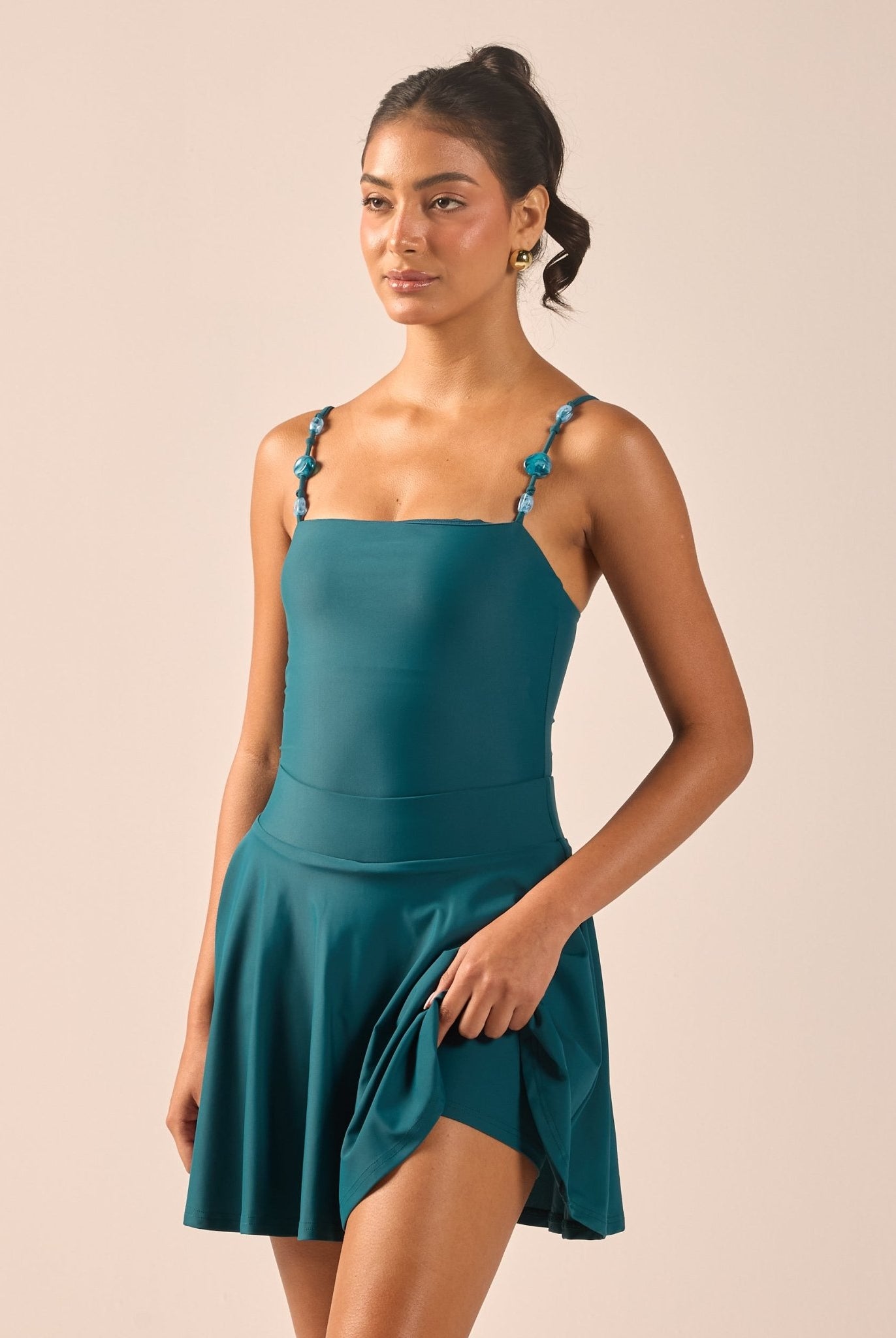 Teal A-Line Swim Skirt - shopaleena