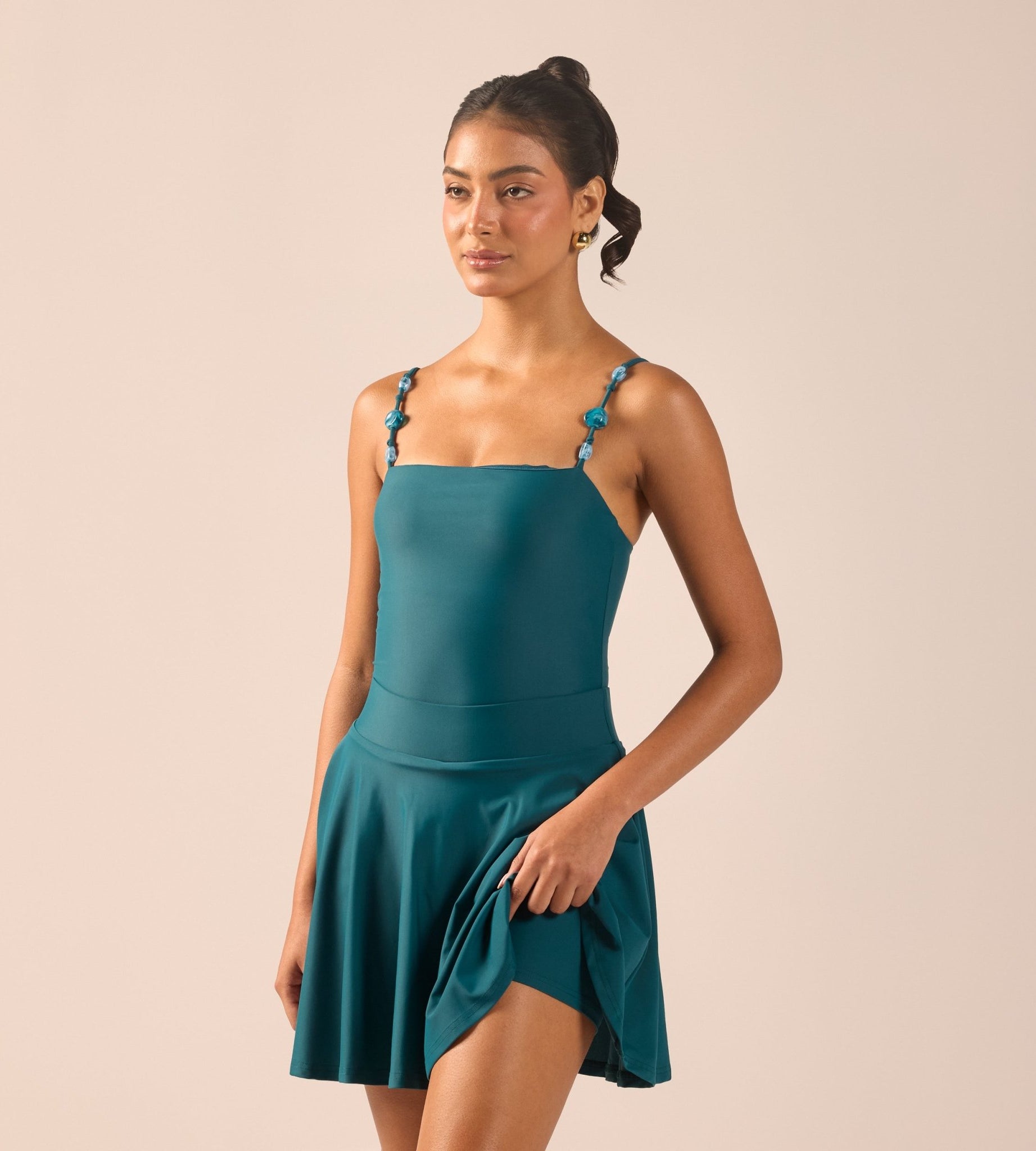 Teal A-Line Swim Skirt - shopaleena