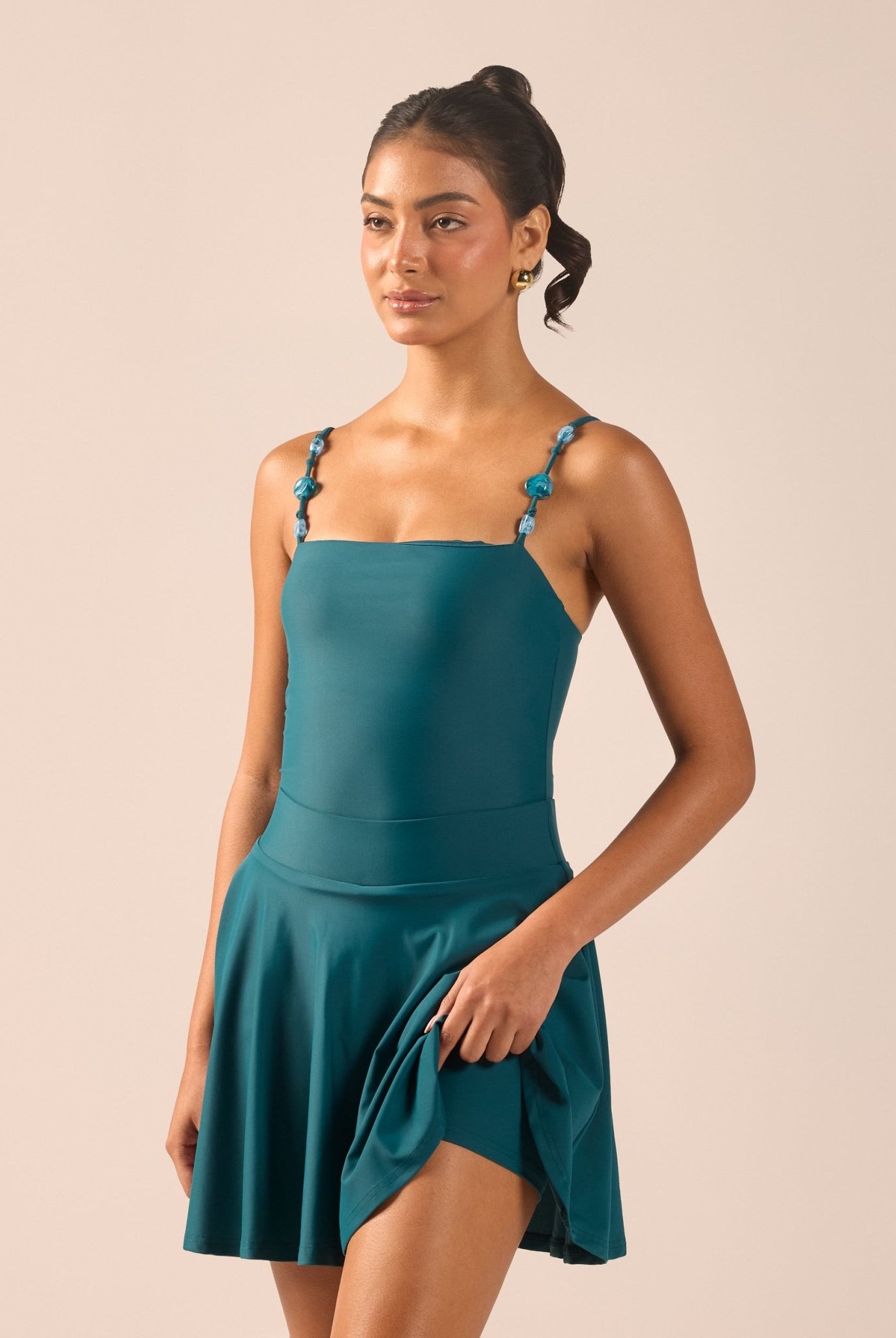Teal A-Line Swim Skirt - shopaleena