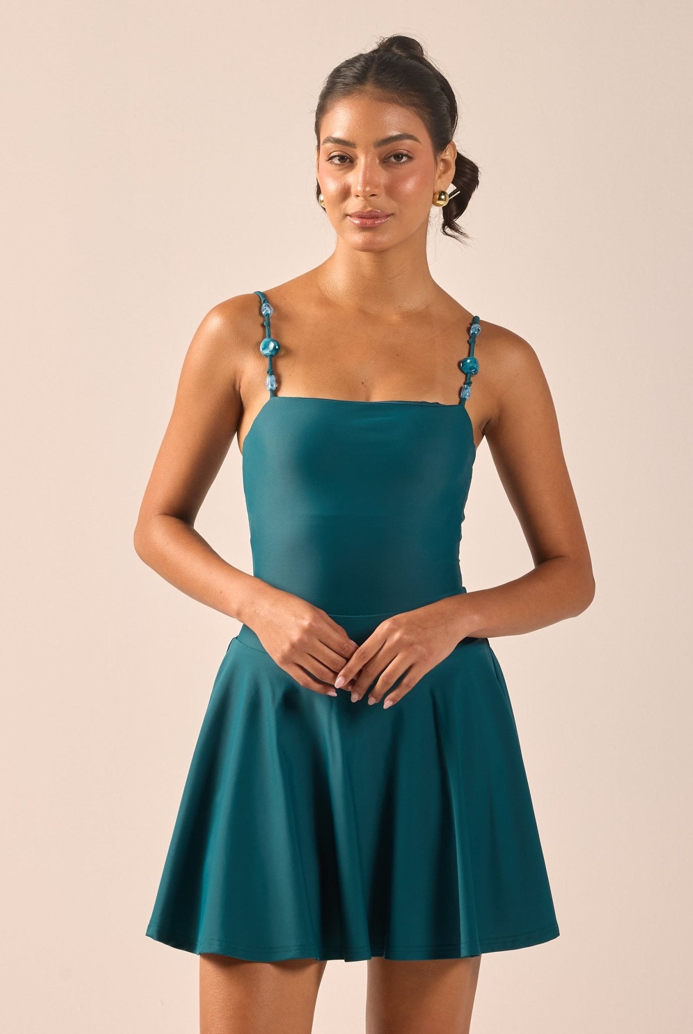 Teal A-Line Swim Skirt - shopaleena