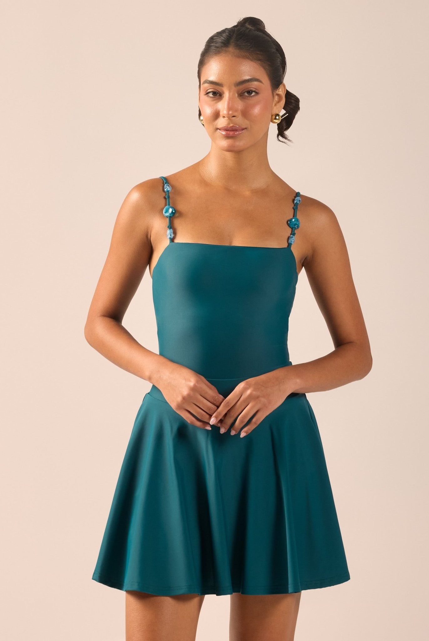 Teal A-Line Swim Skirt - shopaleena