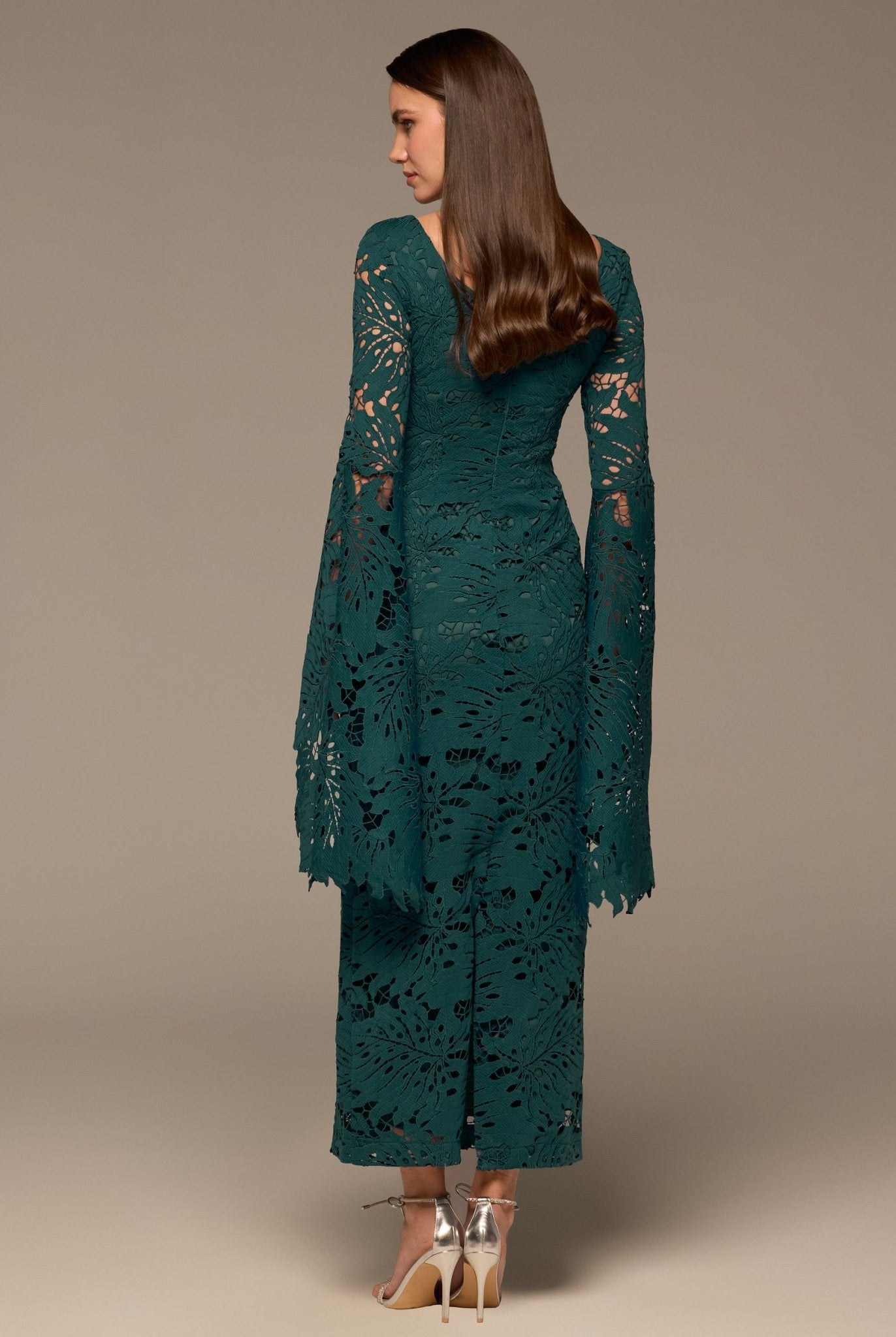 Teal Lace Long Sleeve Maxi Dress - shopaleena