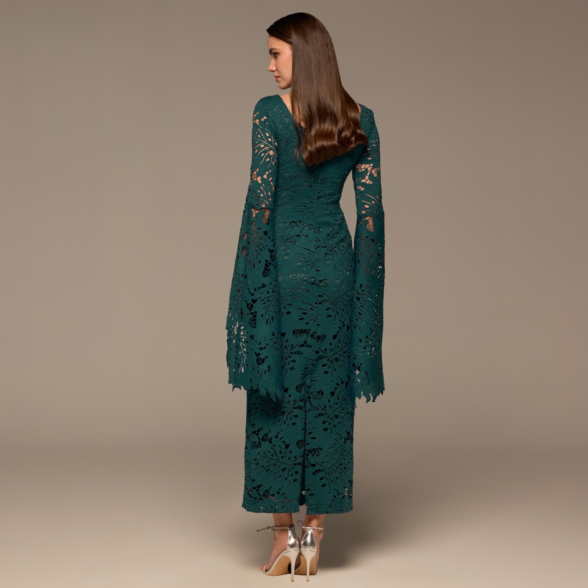 Teal Lace Long Sleeve Maxi Dress - shopaleena
