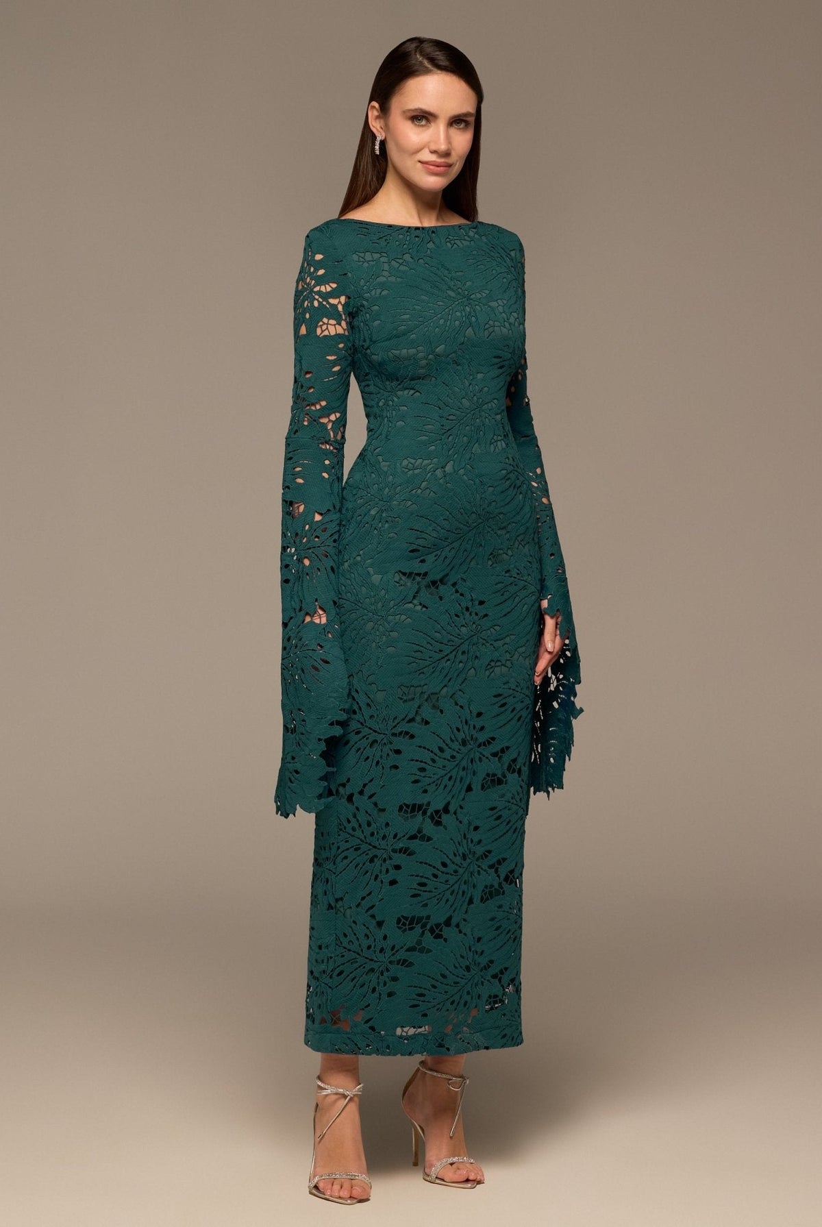 Teal Lace Long Sleeve Maxi Dress - shopaleena