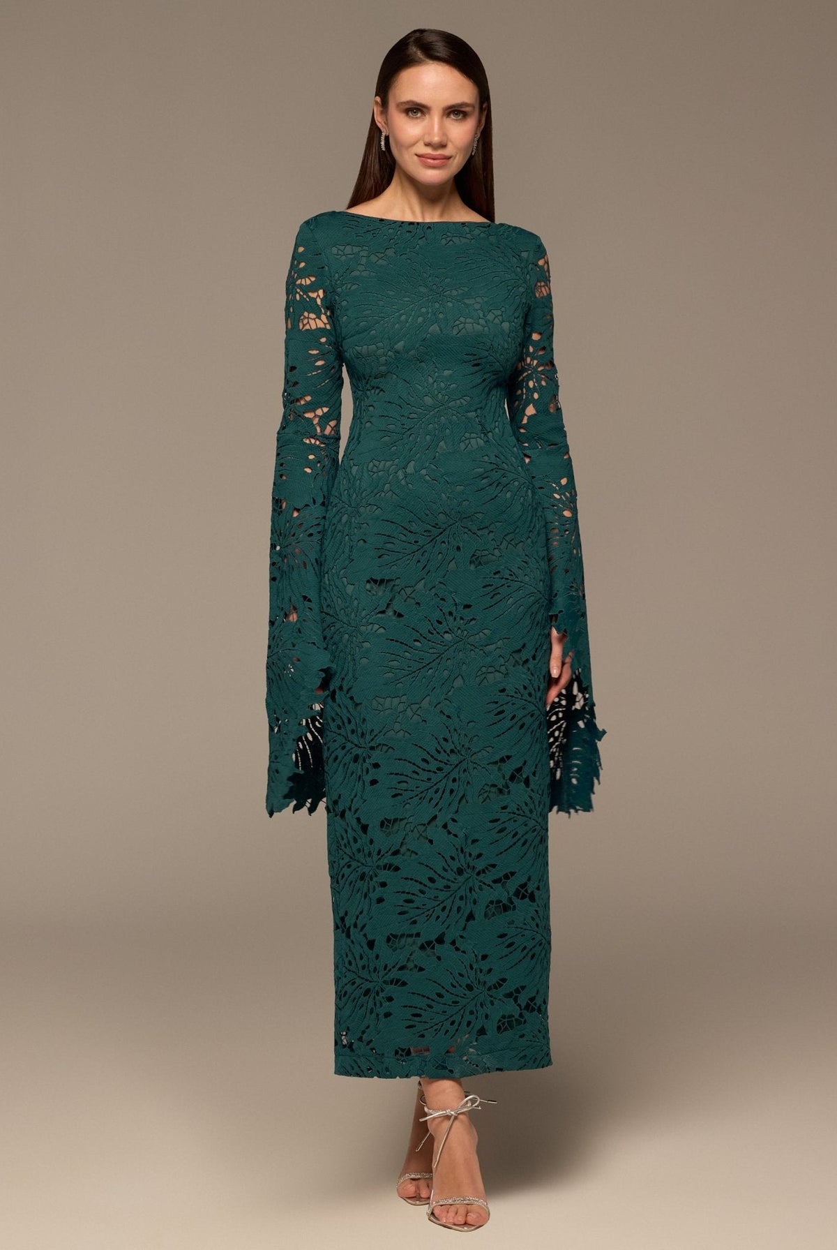 Teal Lace Long Sleeve Maxi Dress - shopaleena
