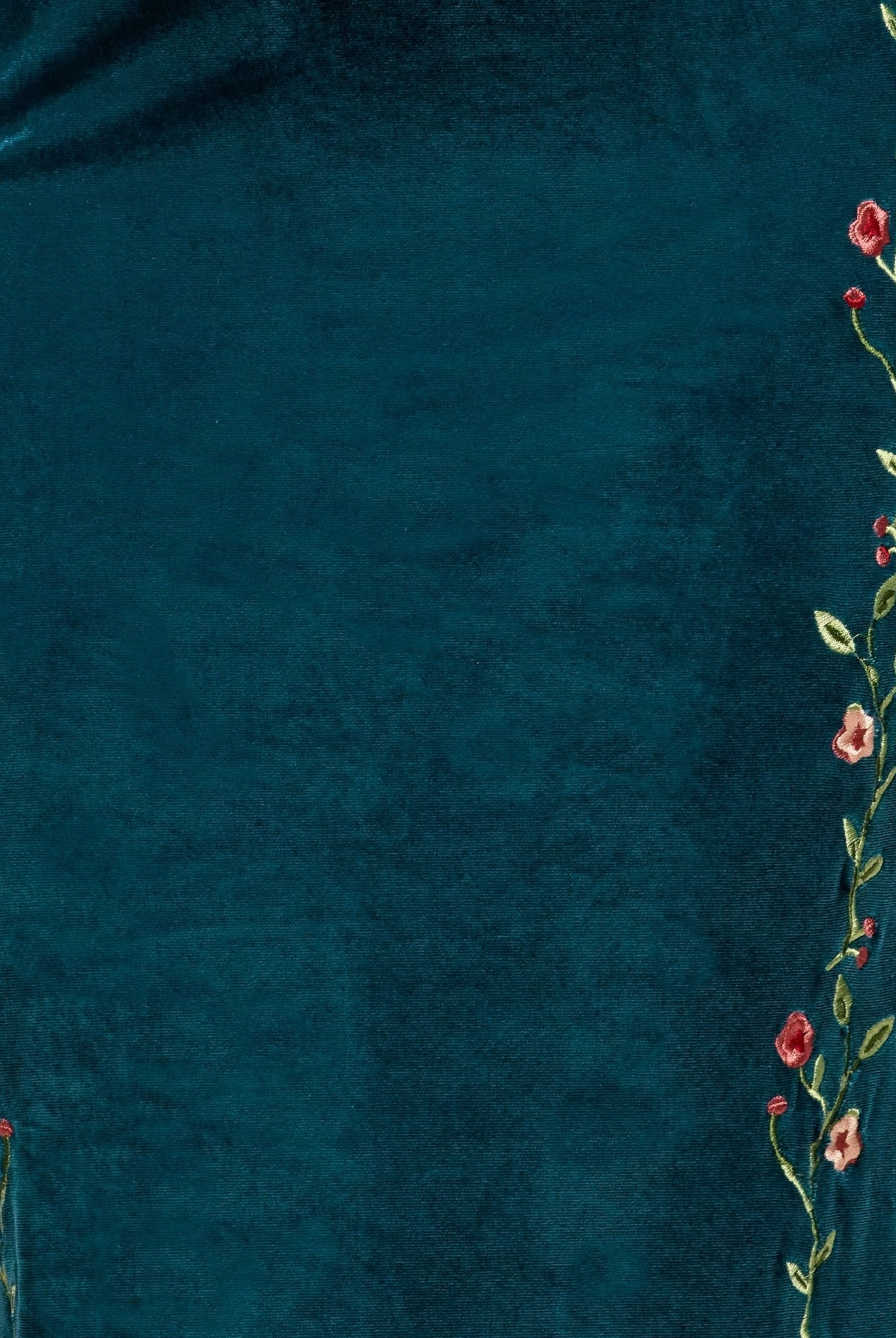 Teal Off - Shoulder Embroidered Organza & Velvet Dress - shopaleena