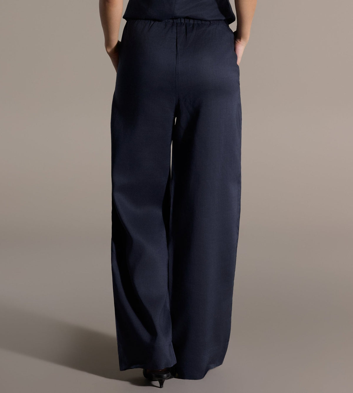 Tencel Linen Navy Wide-Leg Pants - shopaleena