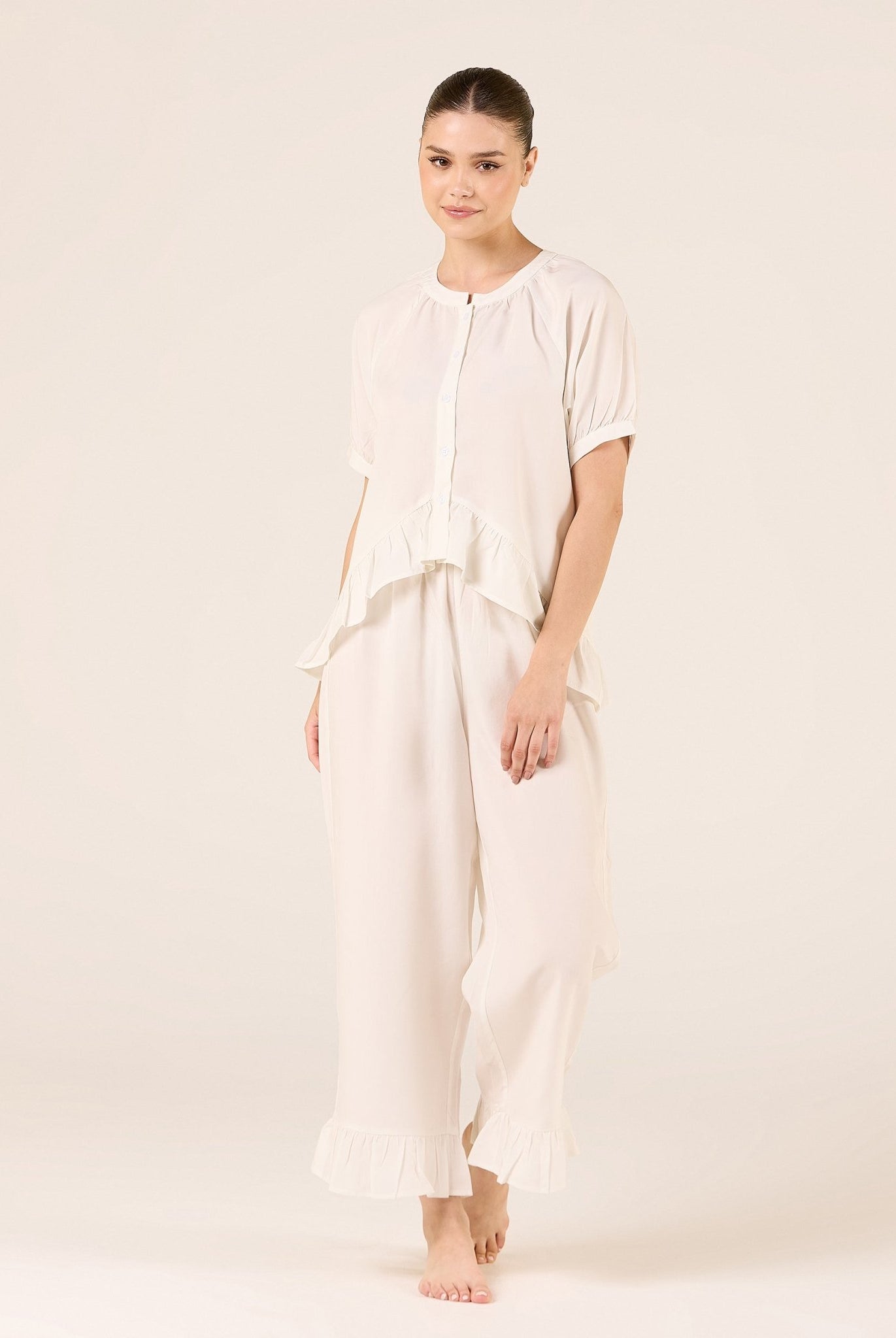 Tencel Plaid Elastic Waist Pants - shopaleena