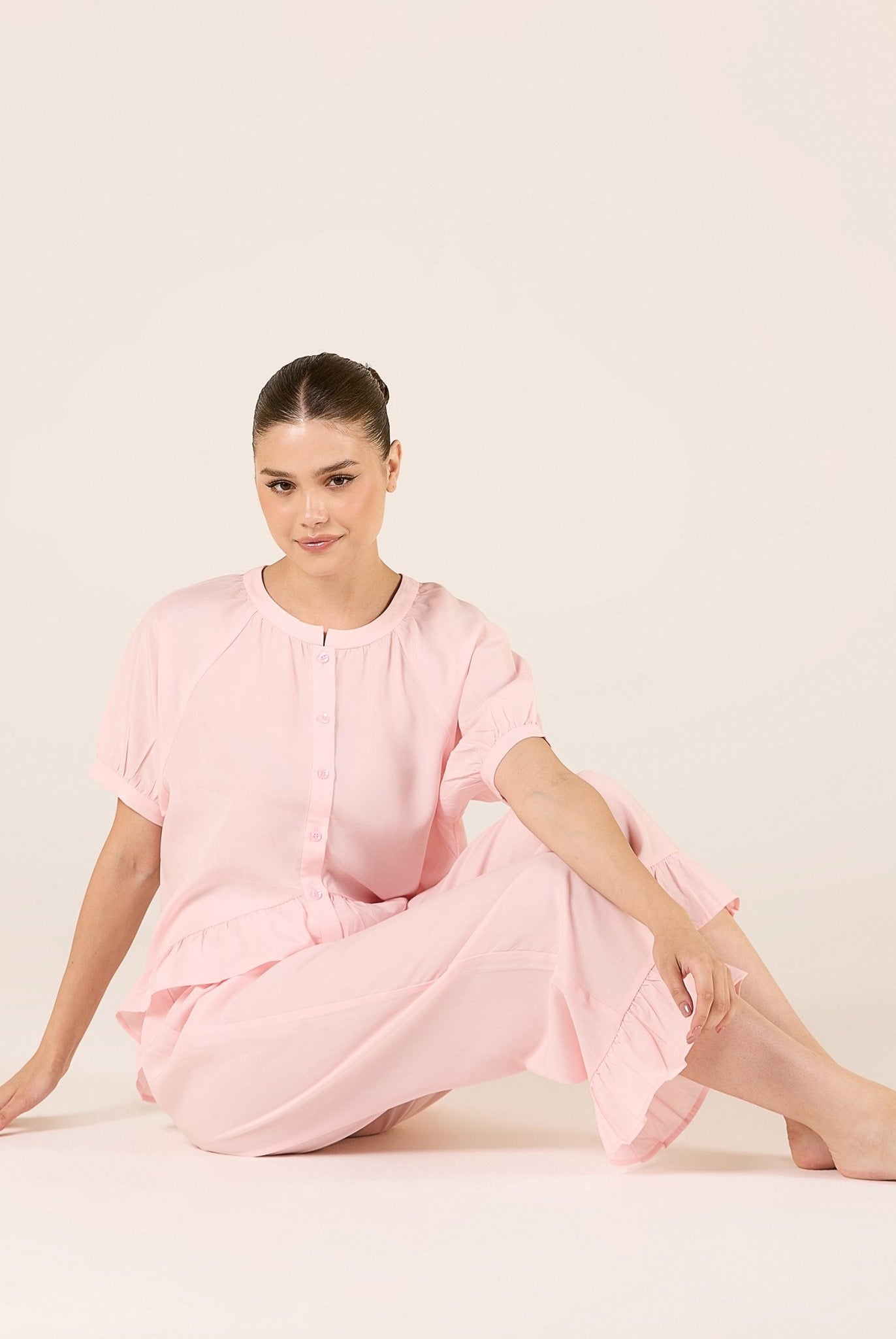 Tencel Plaid Elastic Waist Pants - shopaleena