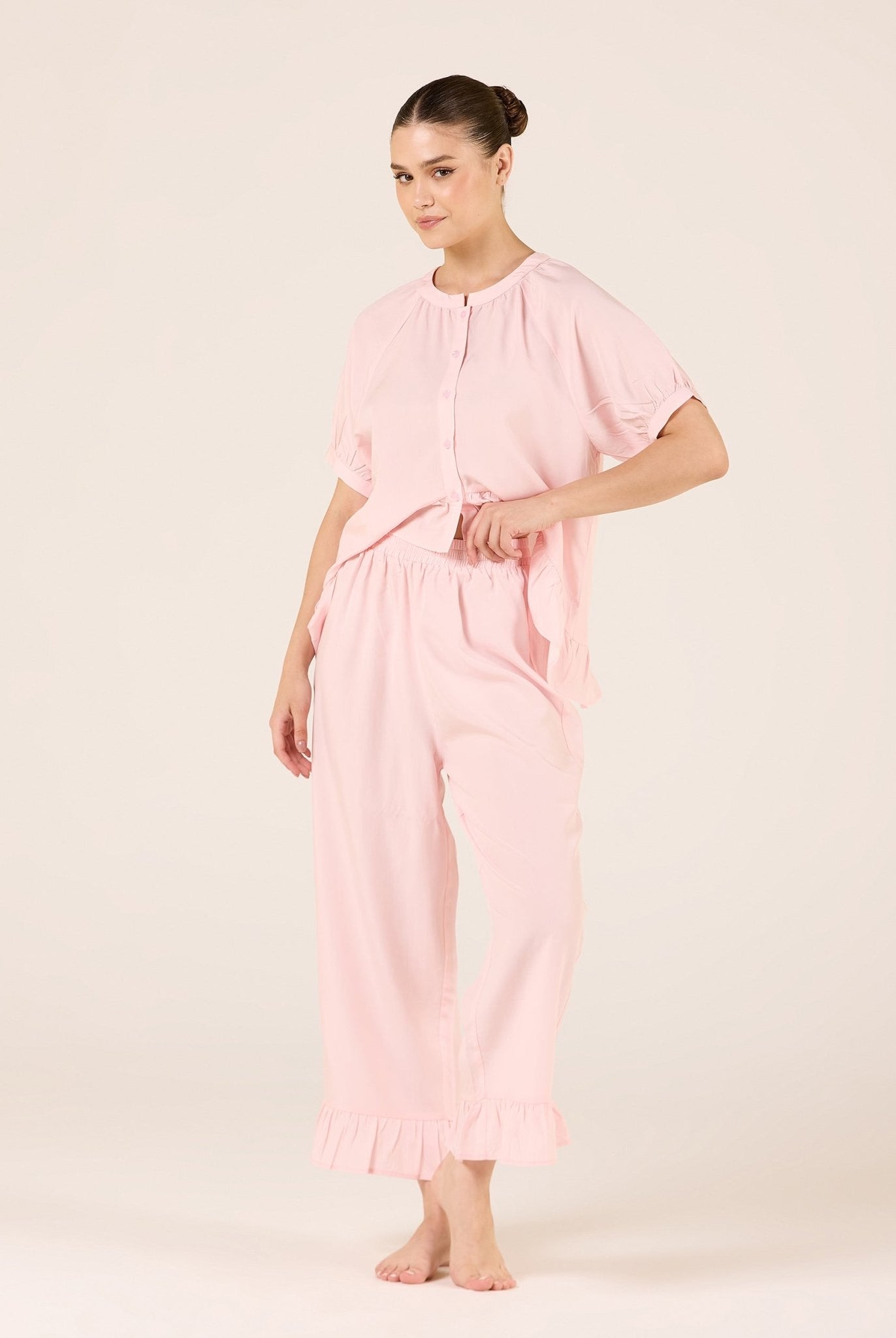 Tencel Plaid Elastic Waist Pants - shopaleena