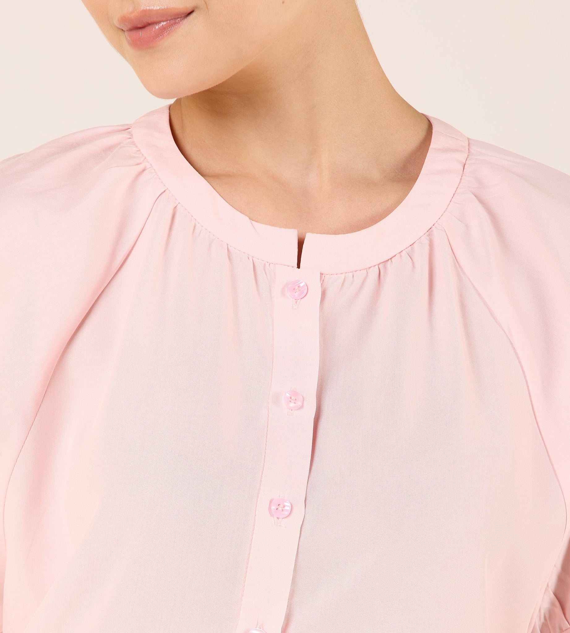 Tencel Plaid Short Balloon Sleeve Shirt - shopaleena