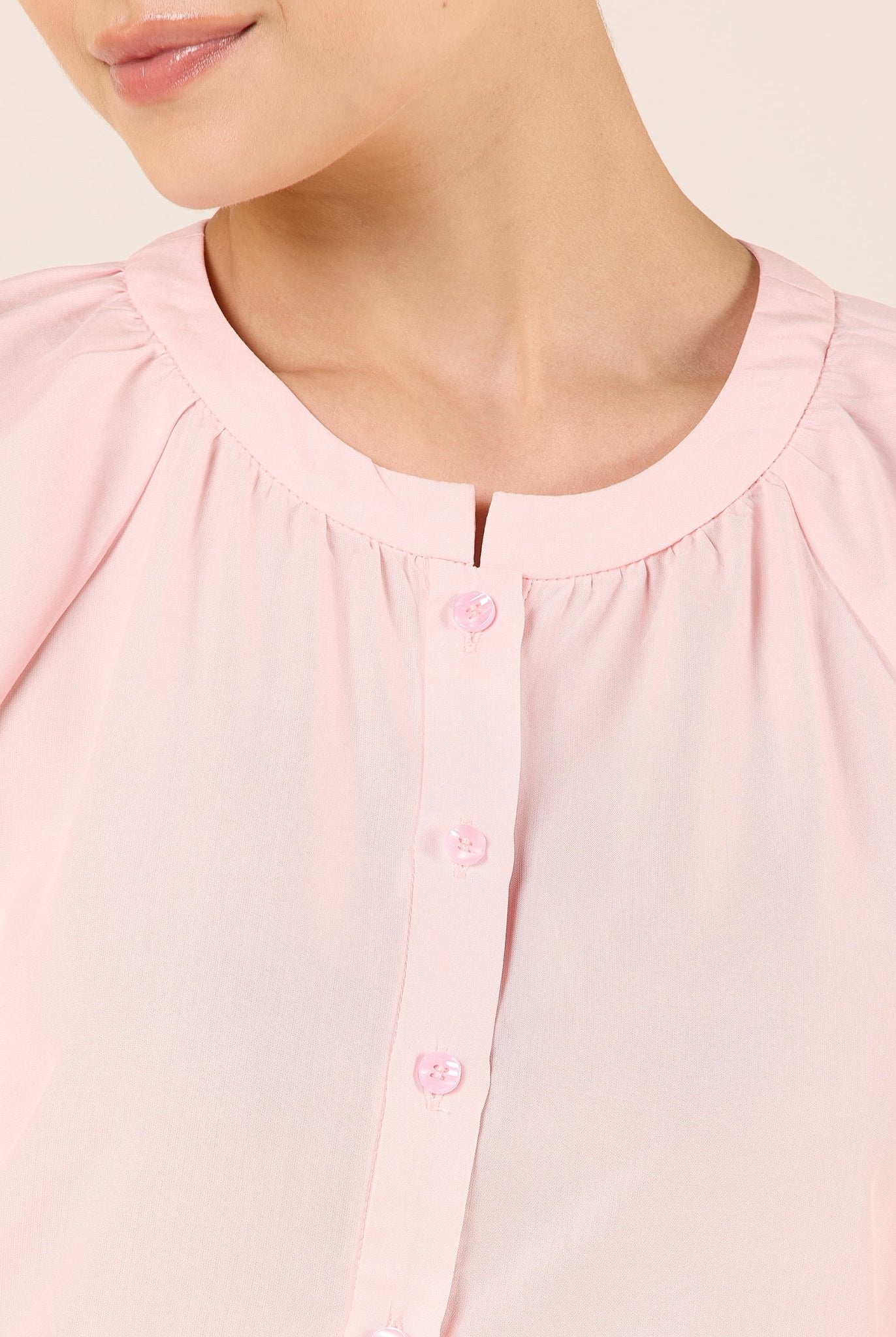 Tencel Plaid Short Balloon Sleeve Shirt - shopaleena