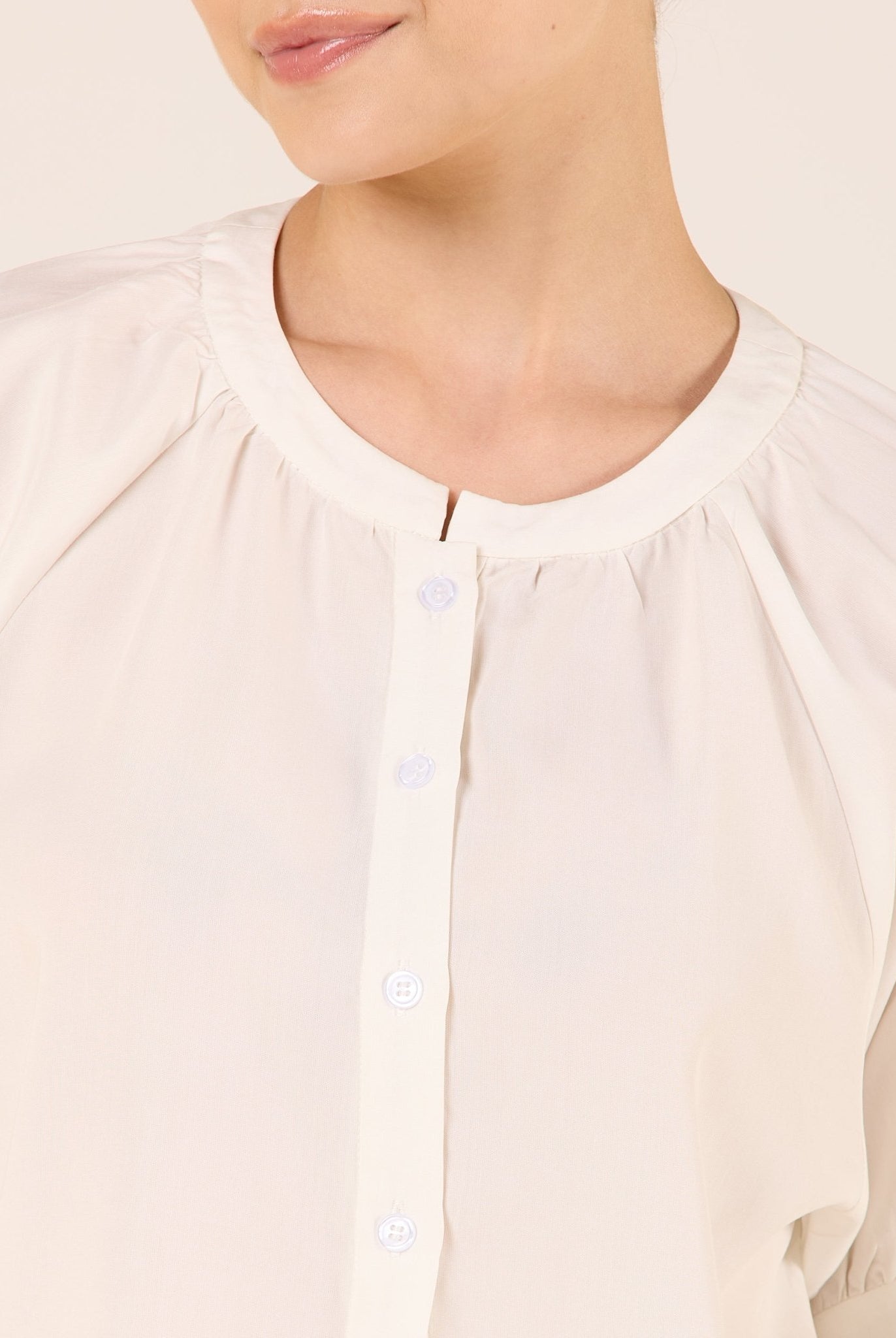 Tencel Plaid Short Balloon Sleeve Shirt - shopaleena