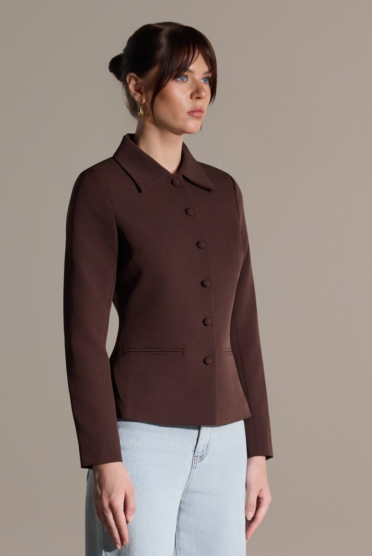 Twill Fitted Jacket - shopaleena