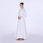 Twill Round Neck Puff Sleeve Maxi Dress - shopaleena