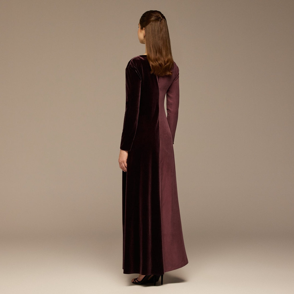 Two Tone Velvet-Cupro Maxi kaftan - shopaleena