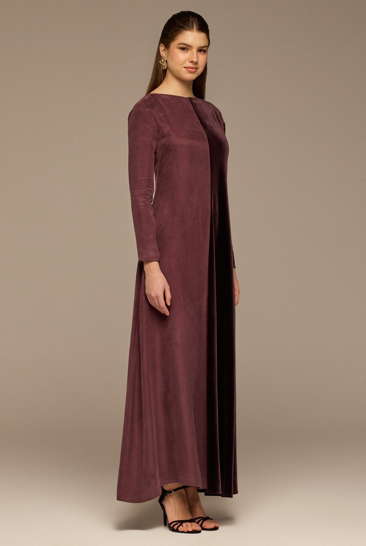 Two Tone Velvet-Cupro Maxi kaftan - shopaleena